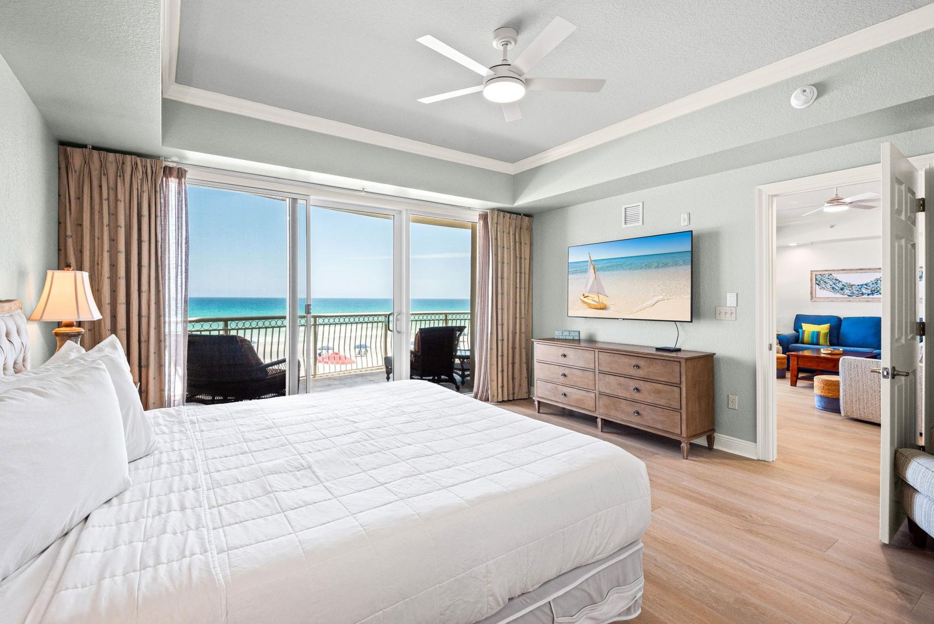 Wake up to stunning ocean views from your plush bed and step onto your balcony to embrace the endless horizon.