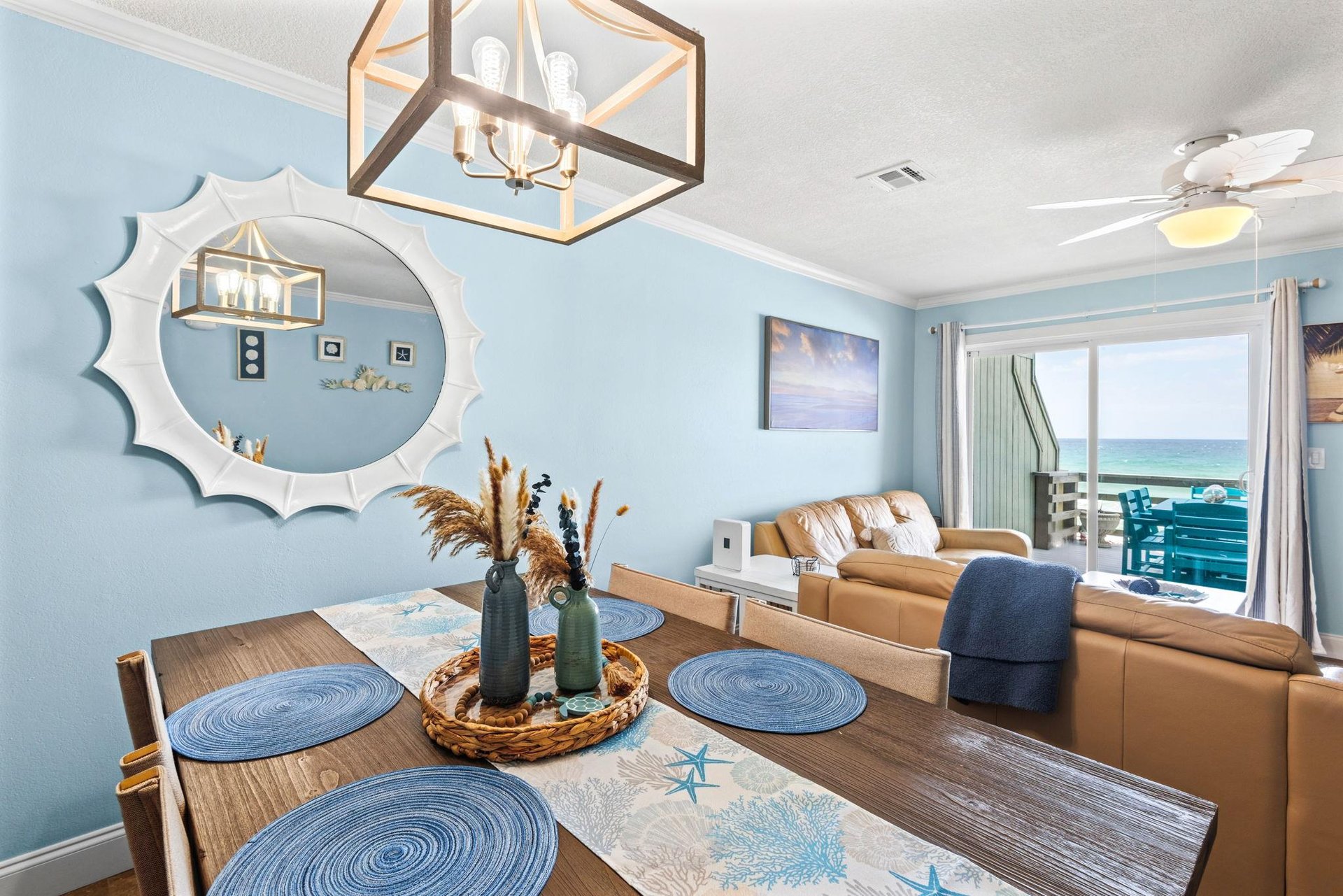 Picture yourself at the table, sharing meals while the ocean breeze drifts through the balcony doors.