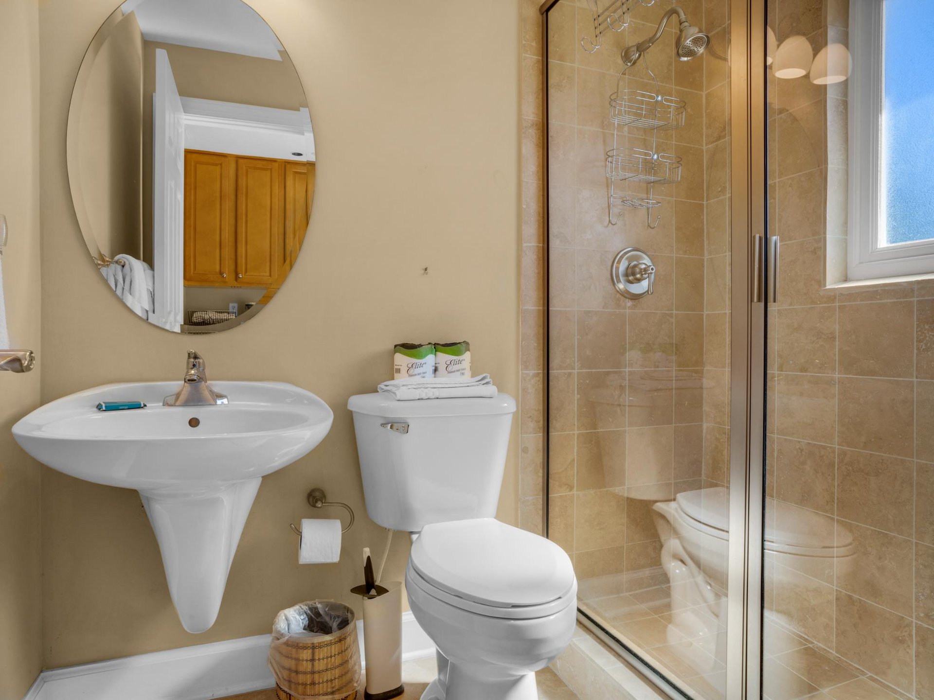 Poolside Cabana Bathroom with WalkIn Shower