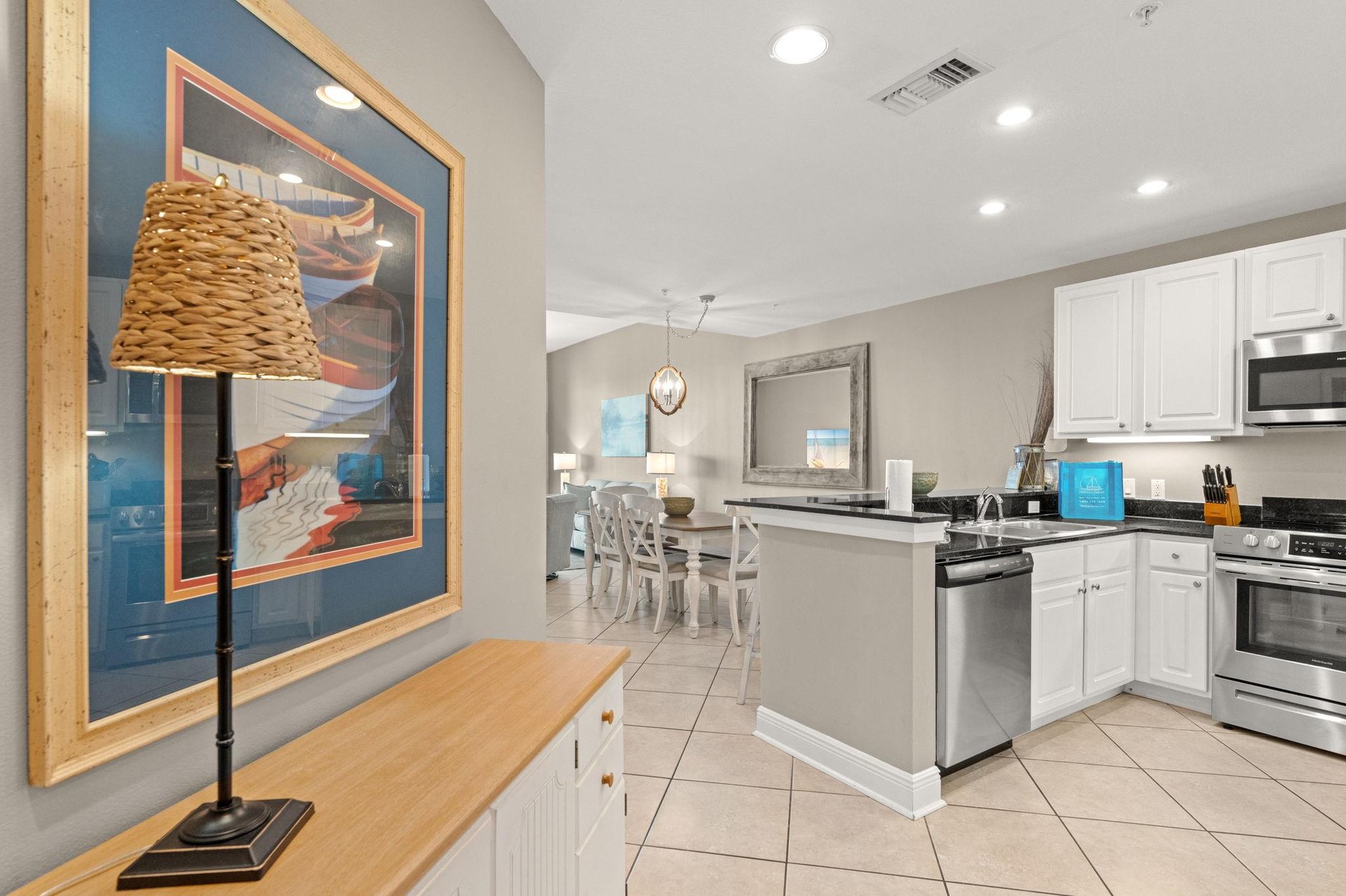 Spacious open floor plan sharing view from the kitchen to the living area.
