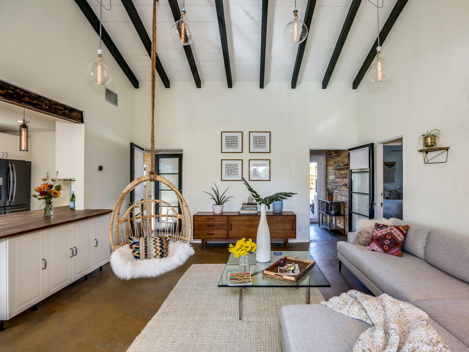 Sip a cocktail in the hanging chair