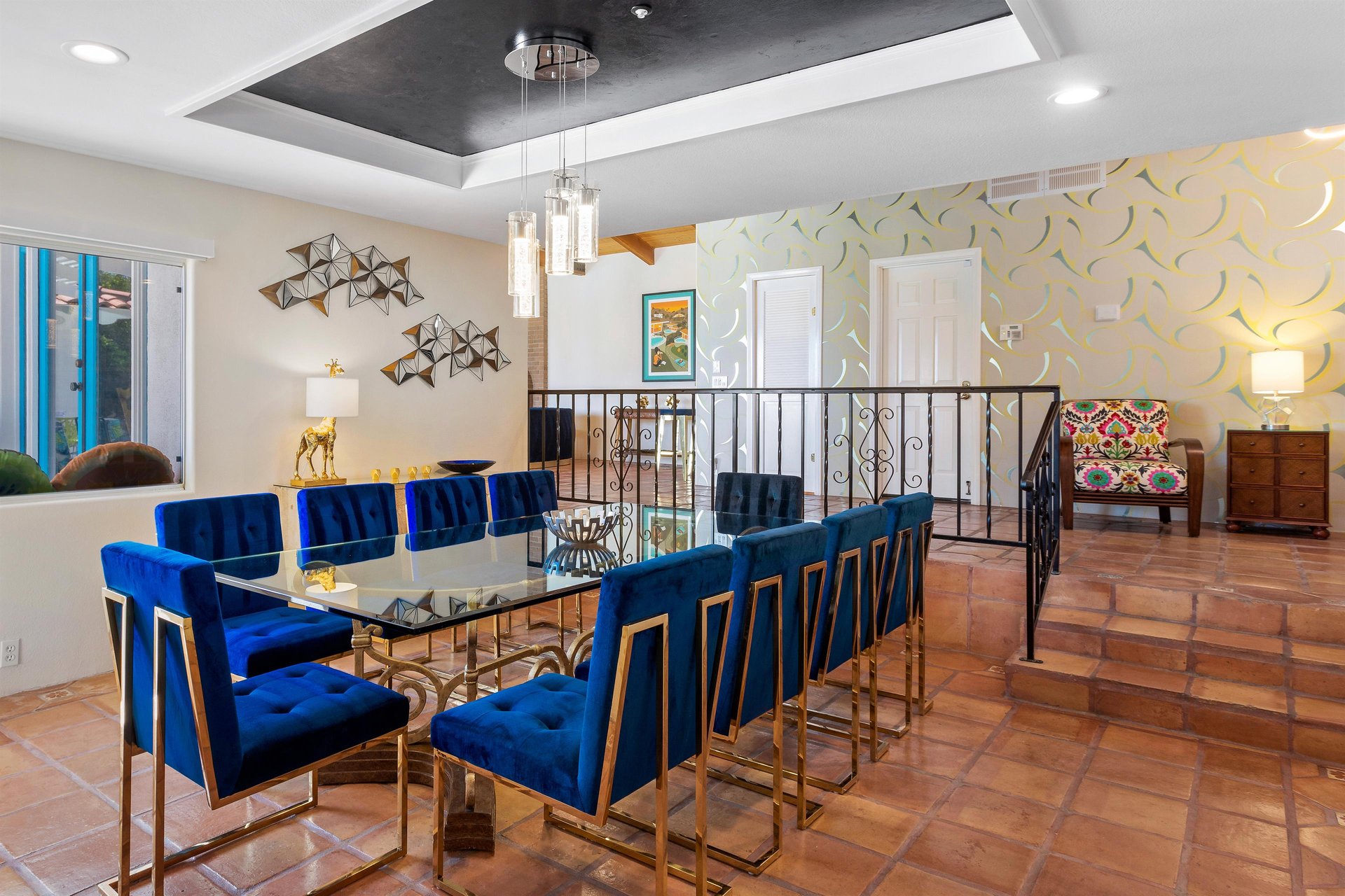 The bright dining area