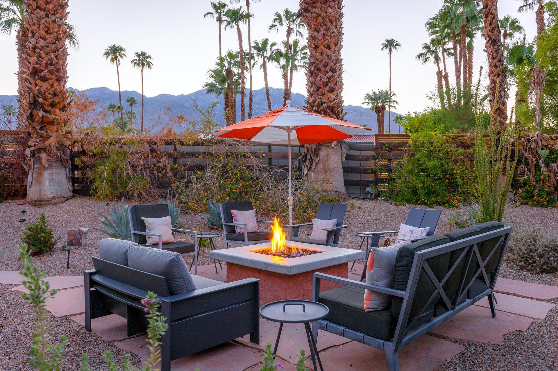 Sit around the fire pit and relax with a cocktail