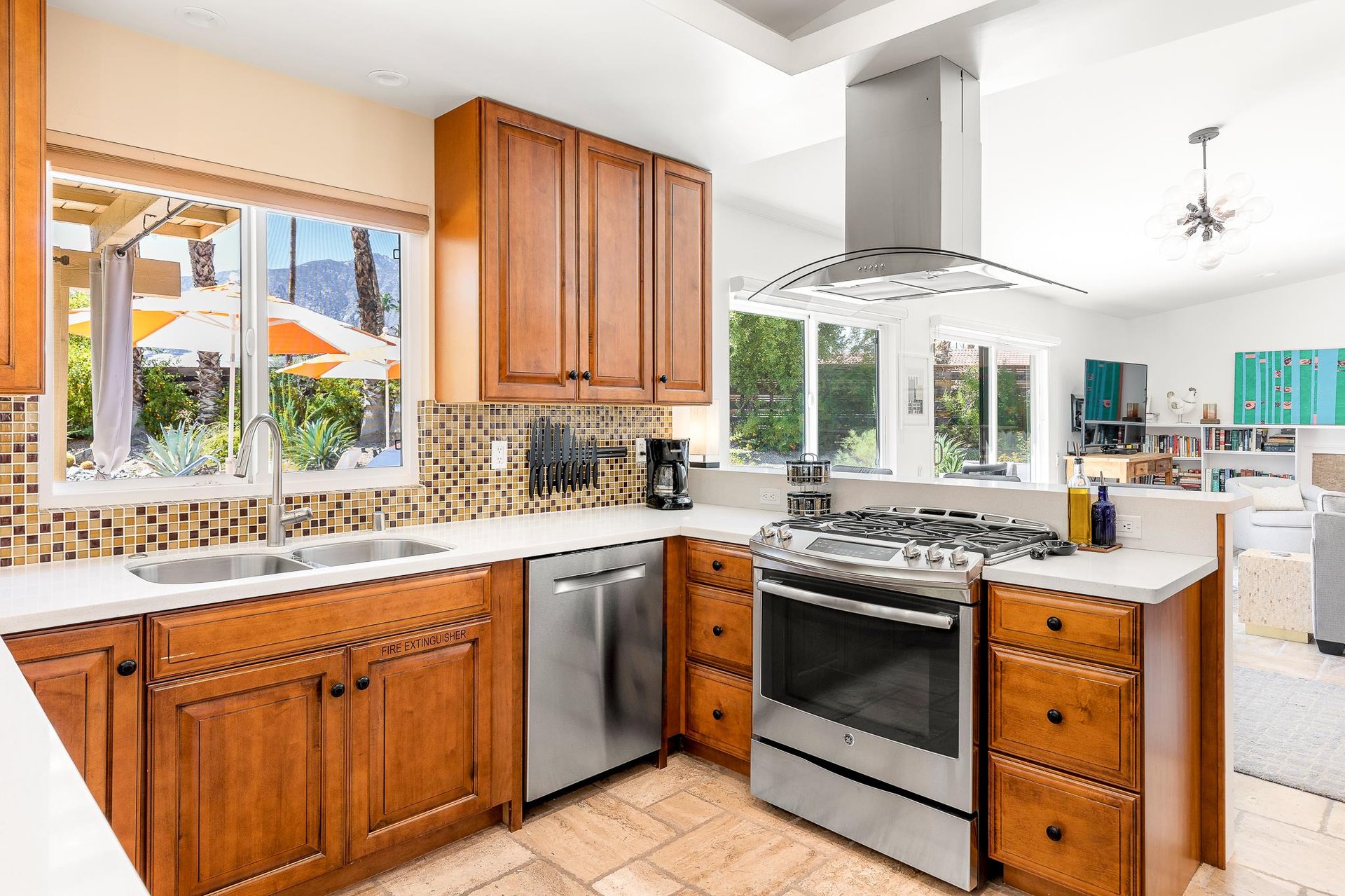 Stainless steel appliances and open floor plan