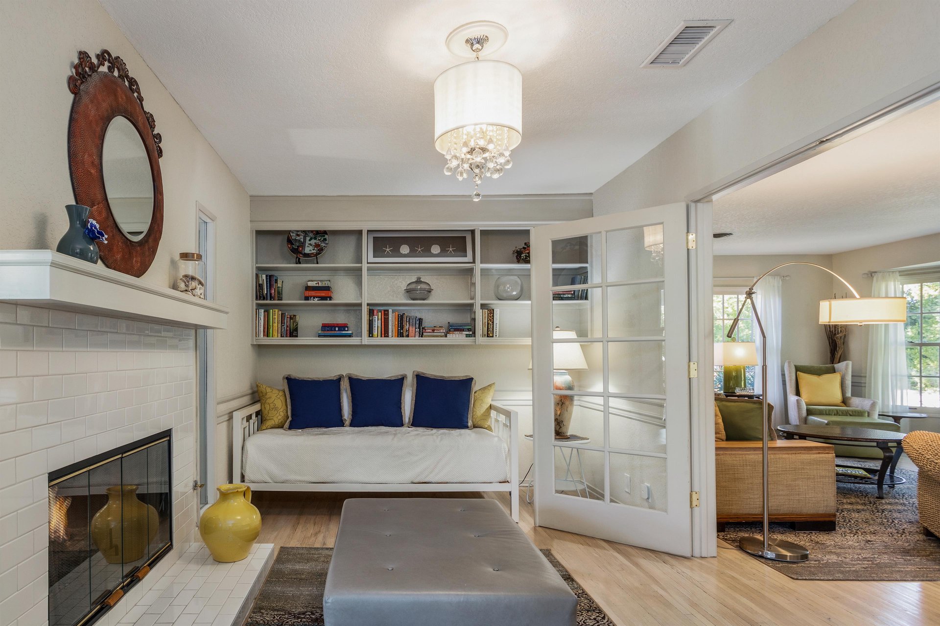 Curl up with a good book in the den