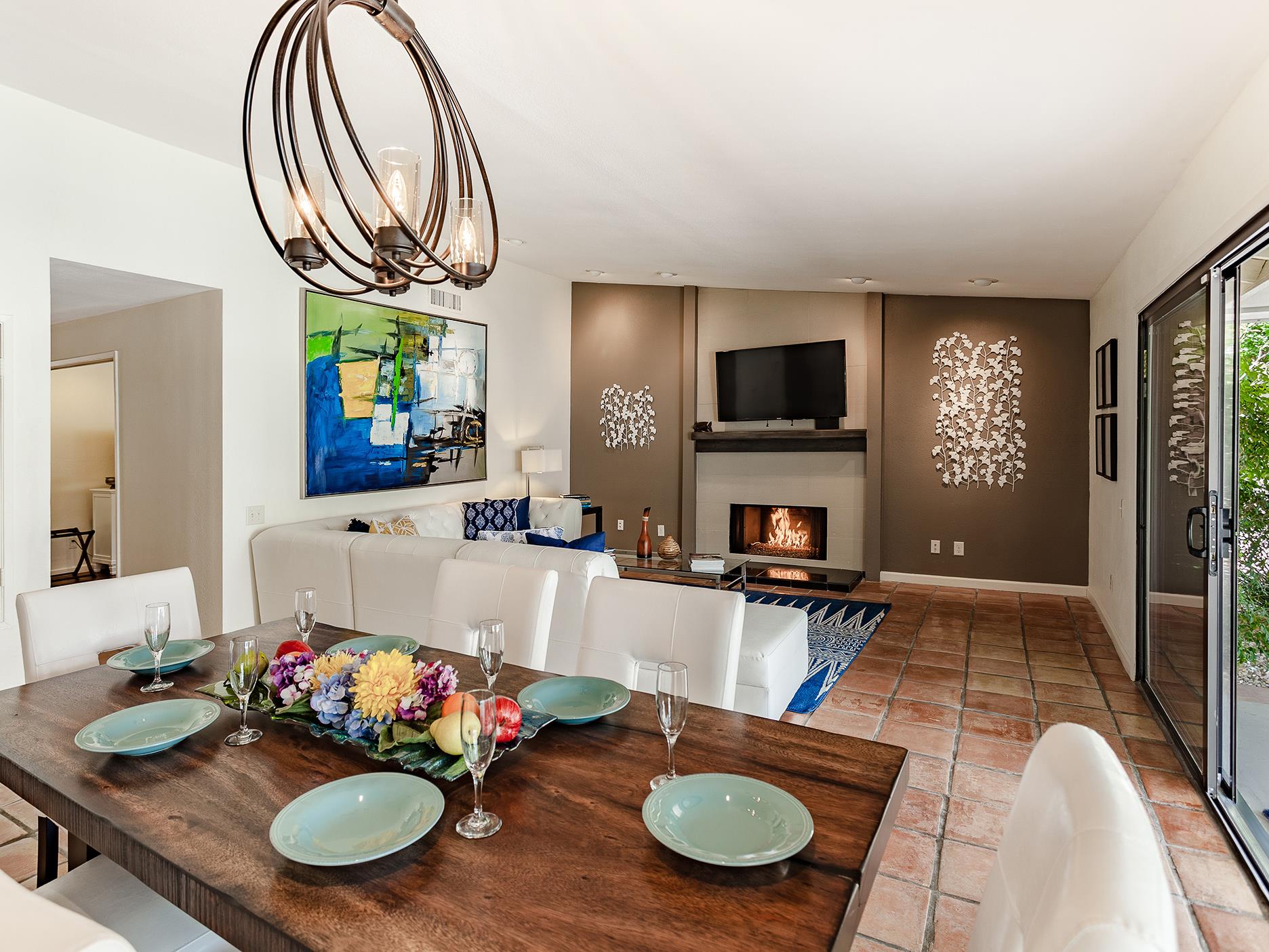 The bright dining area