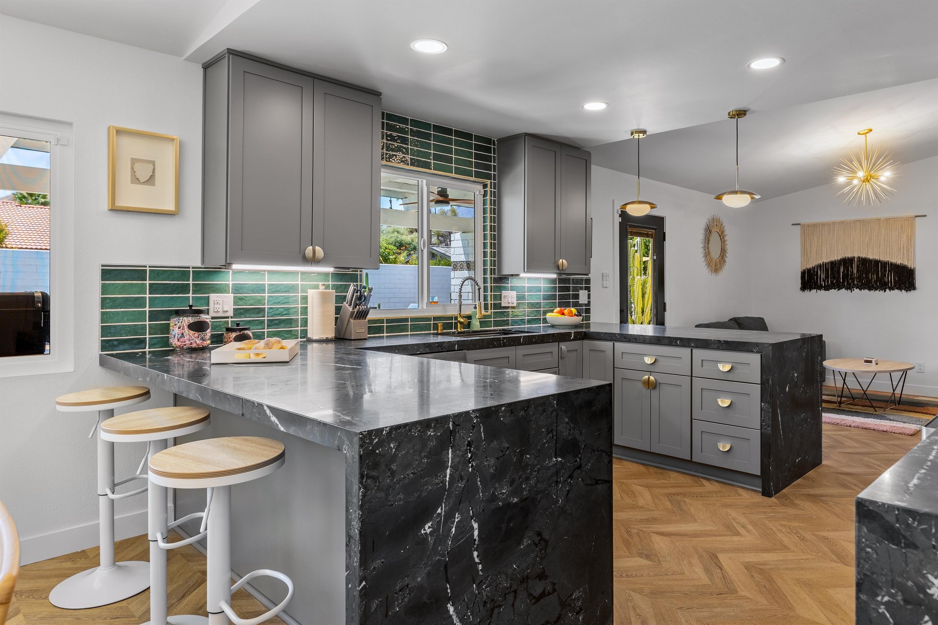 A breakfast bar for three