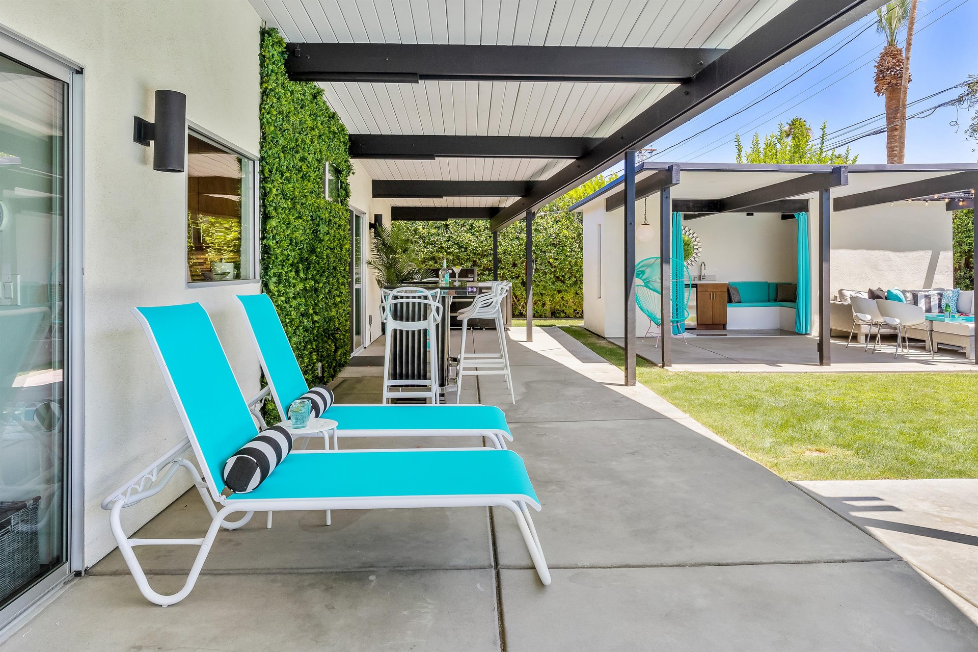 Lounge chairs under the patio