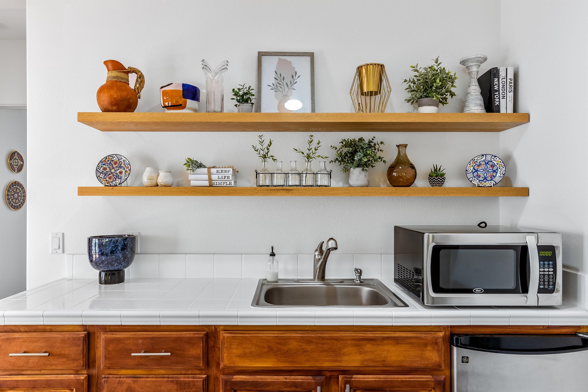 Equipped with a mini fridge and microwave