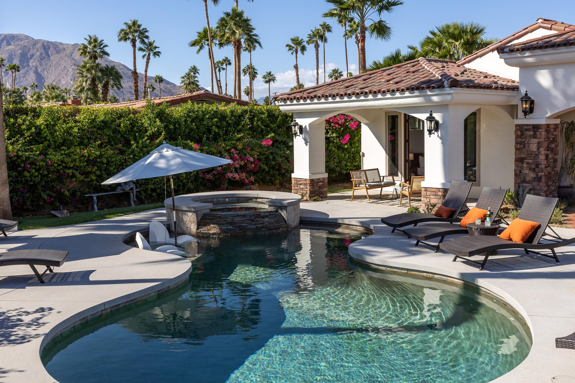 Sparkling waters in a backyard oasis