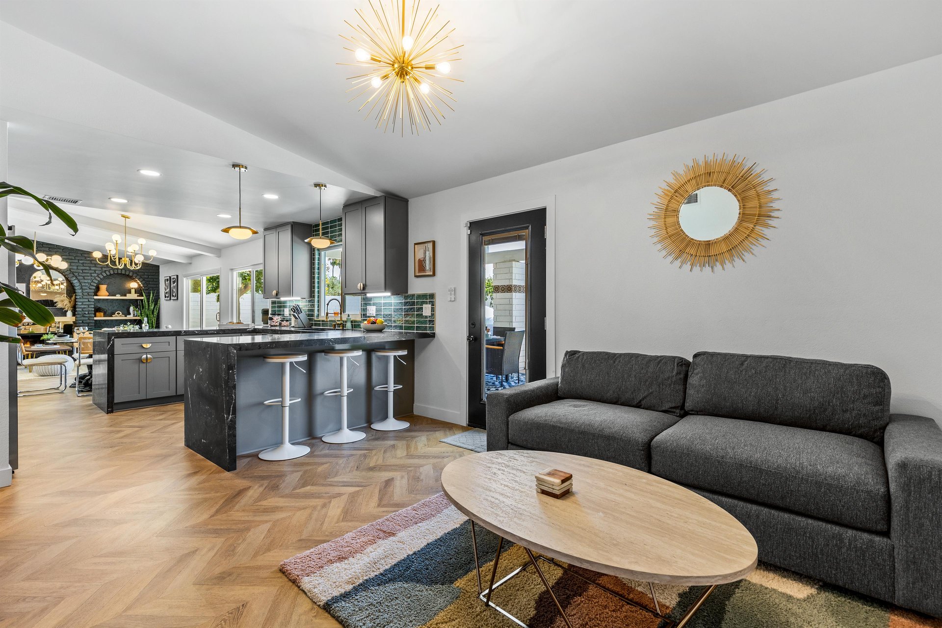 Comfortable couch perfect for coffee breaks