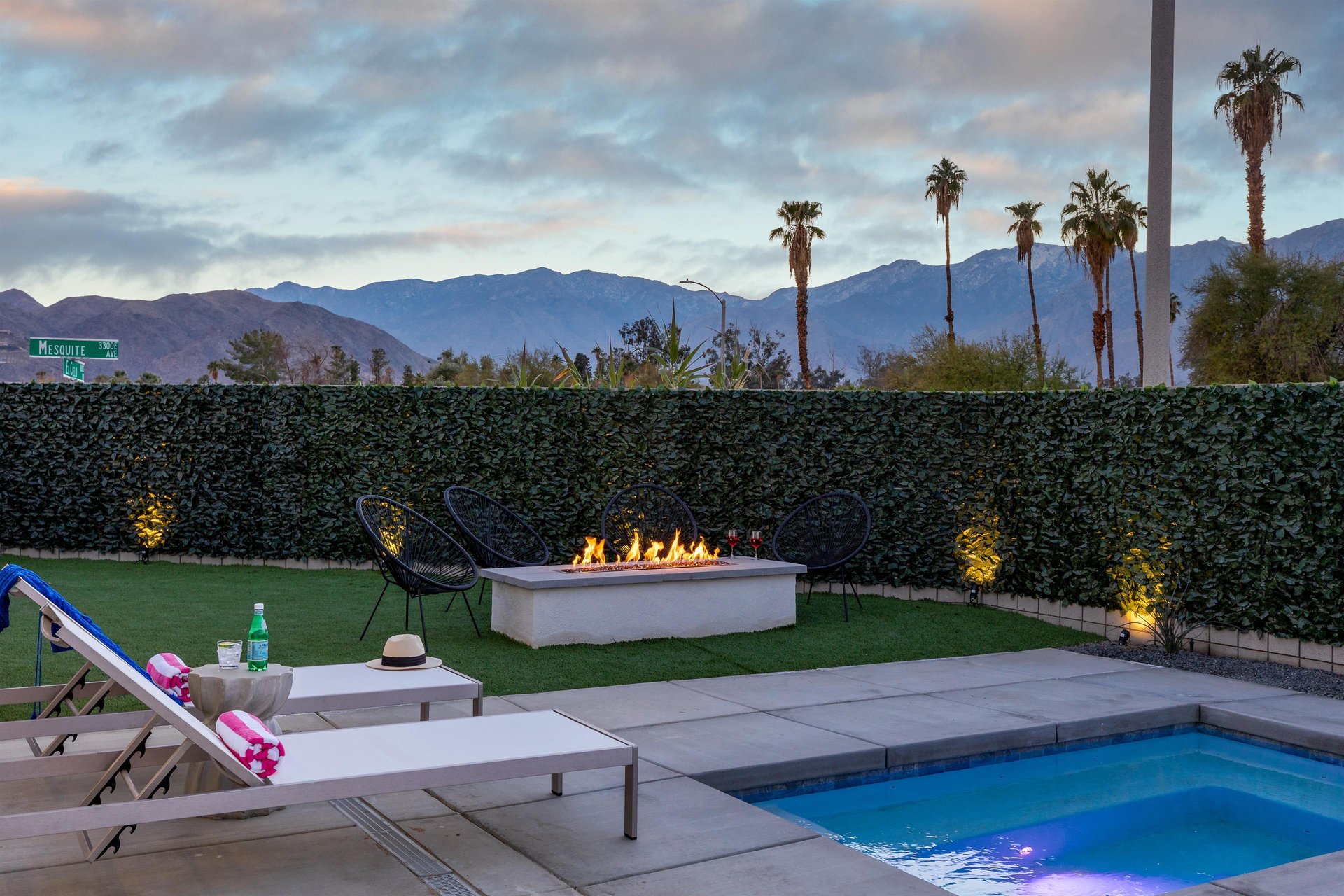 Relax by the fire feature