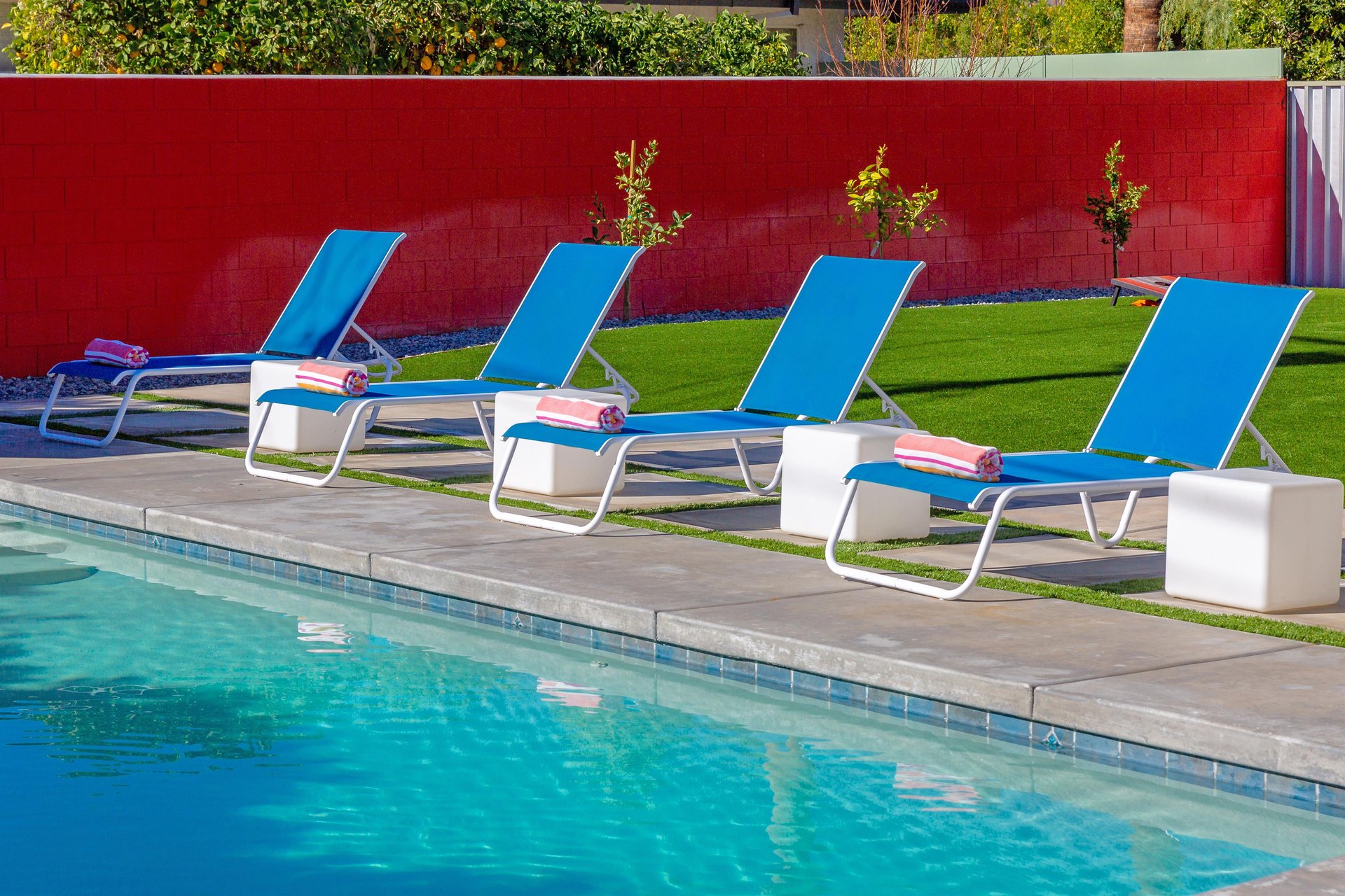 Lounge chairs for relaxing by the pool
