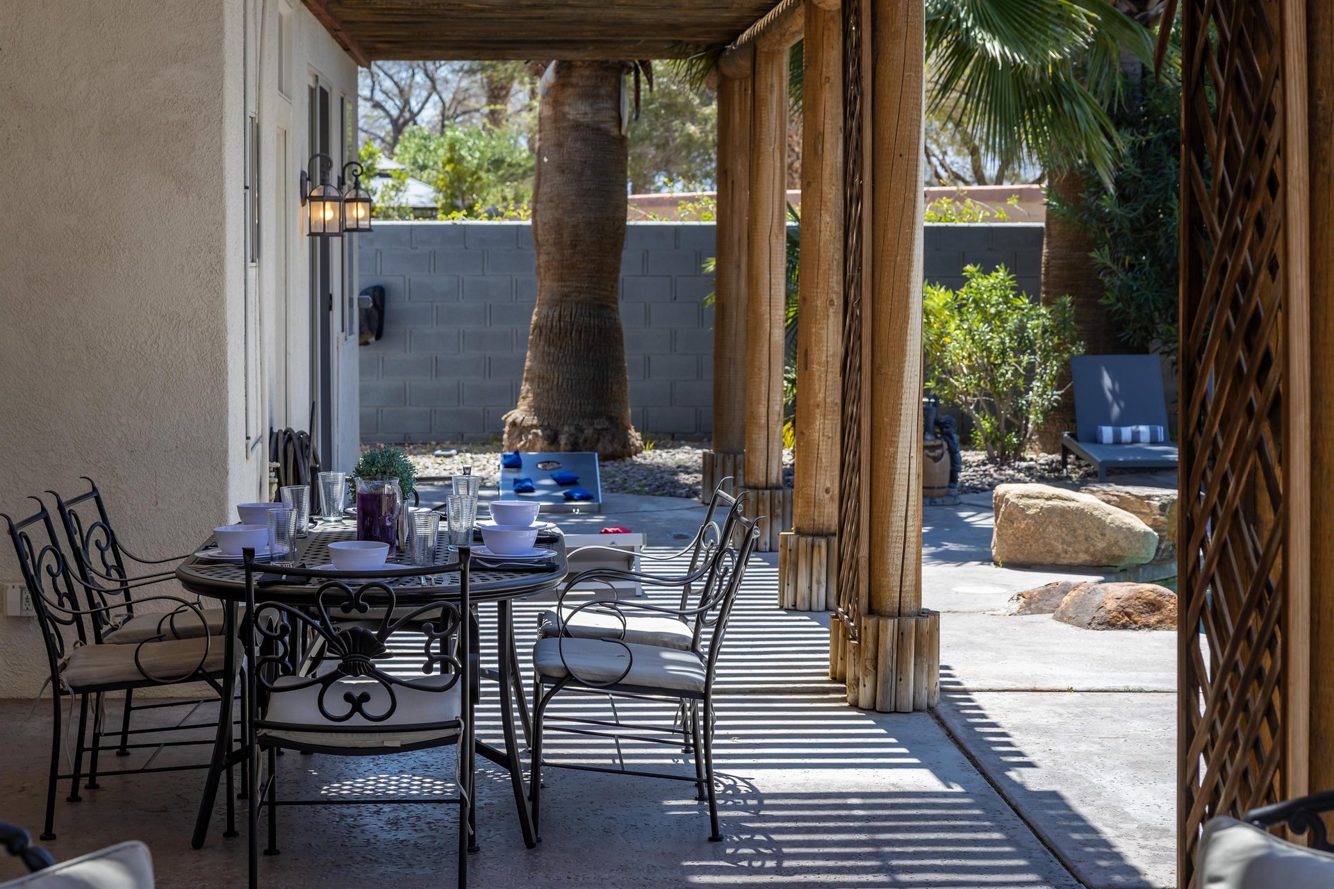 Dine under the covered patio