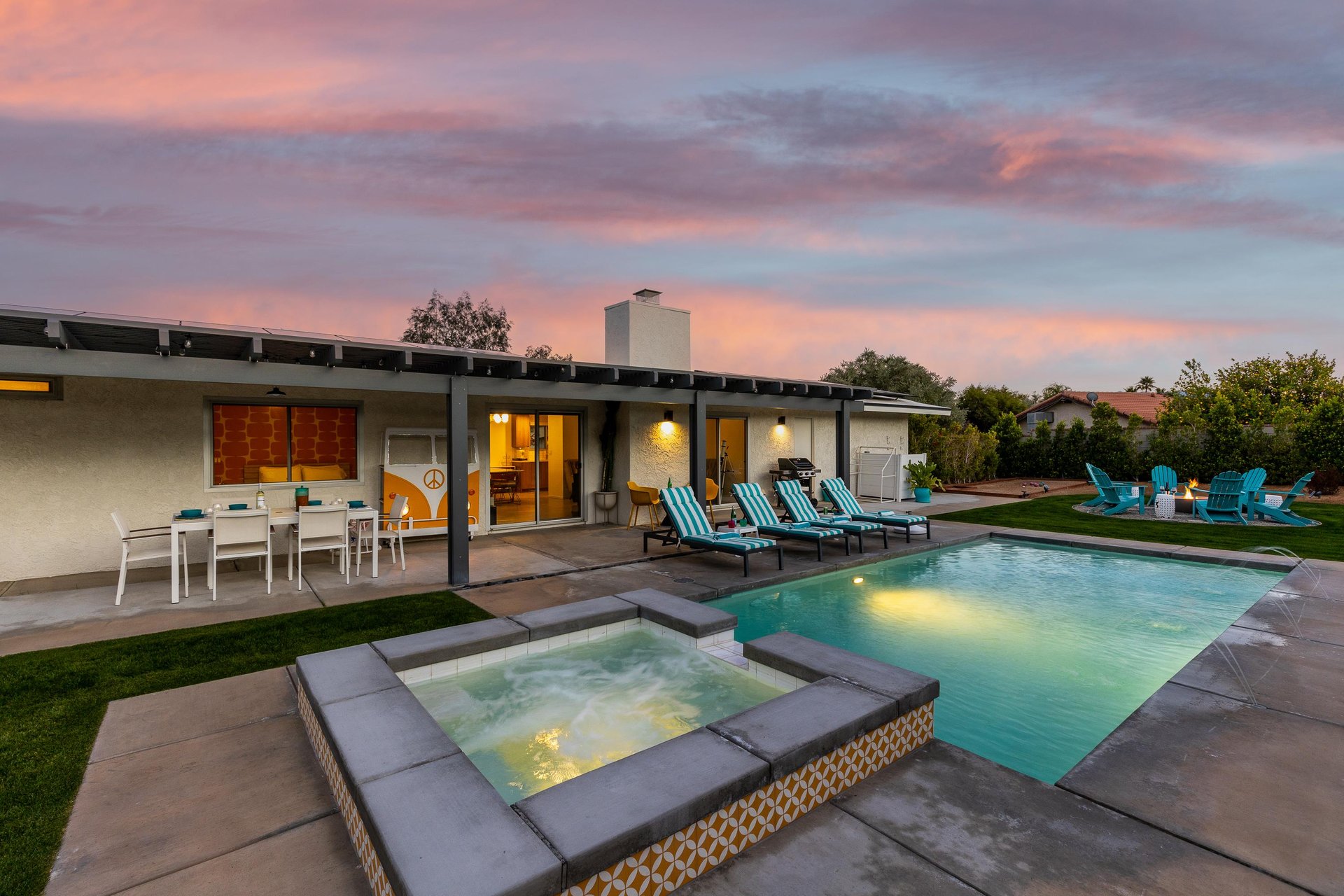 Watch the amazing sunsets from beside the pool