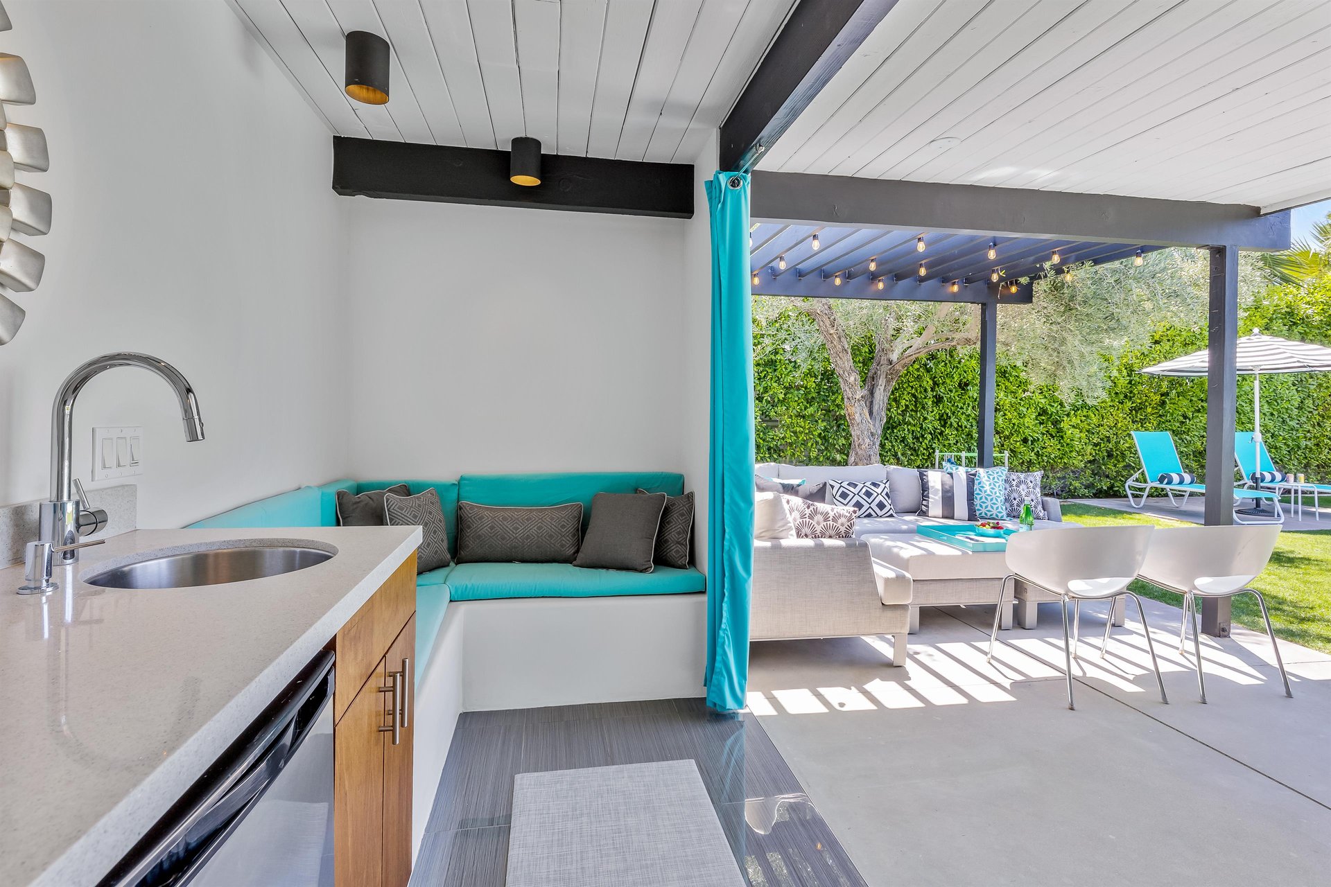 Comfy indoor cabana seating