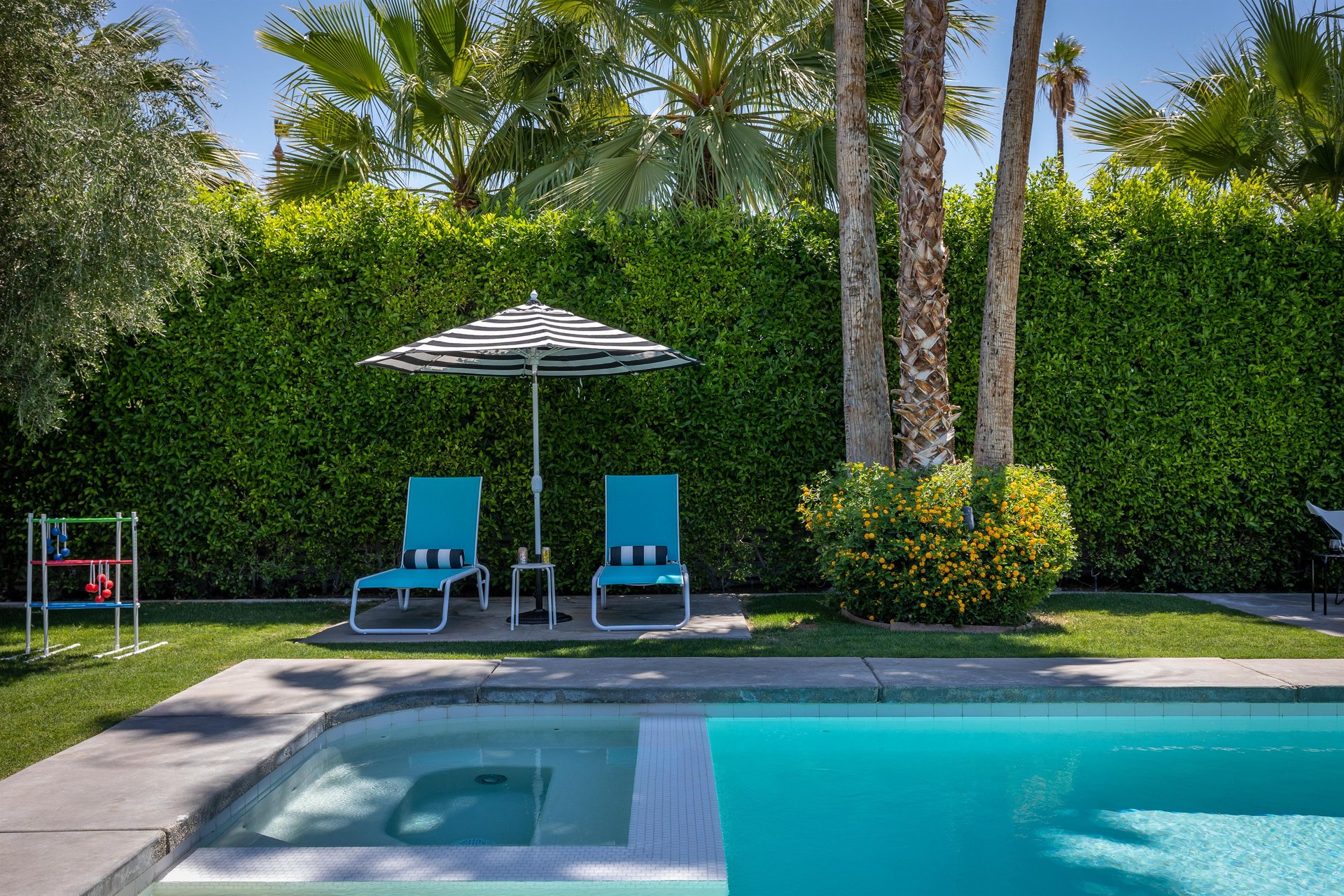 Relax and unwind on the poolside lounge chairs