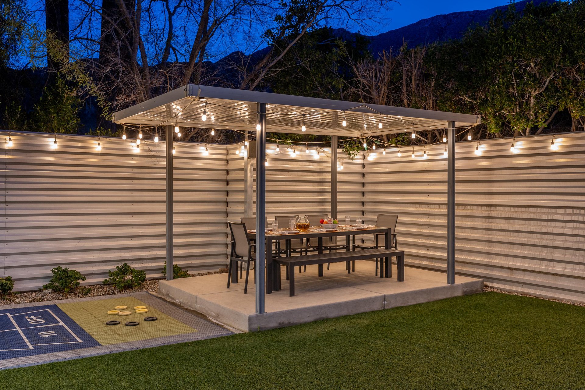 Dine under the soft glow of fairy lights