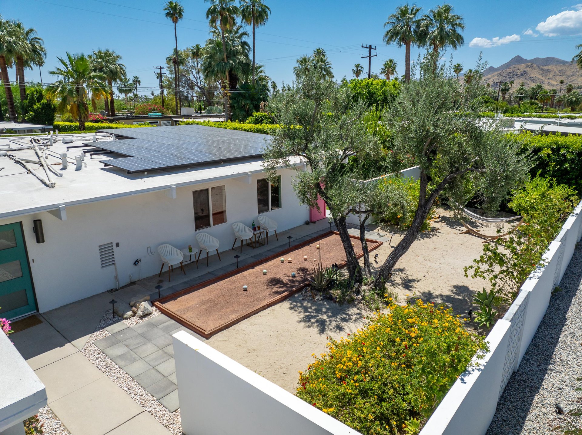 Aerial views of the front yard