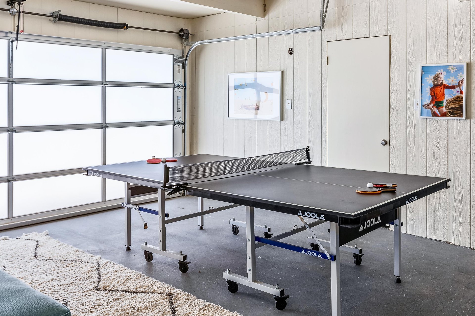 Ping pong table in the garage