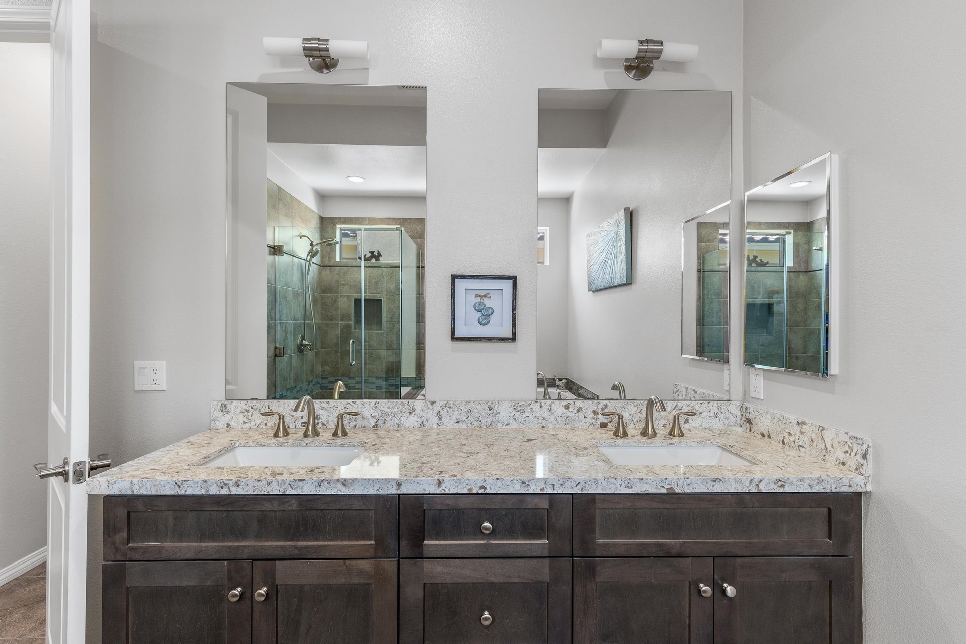 Primary bath double vanity sink