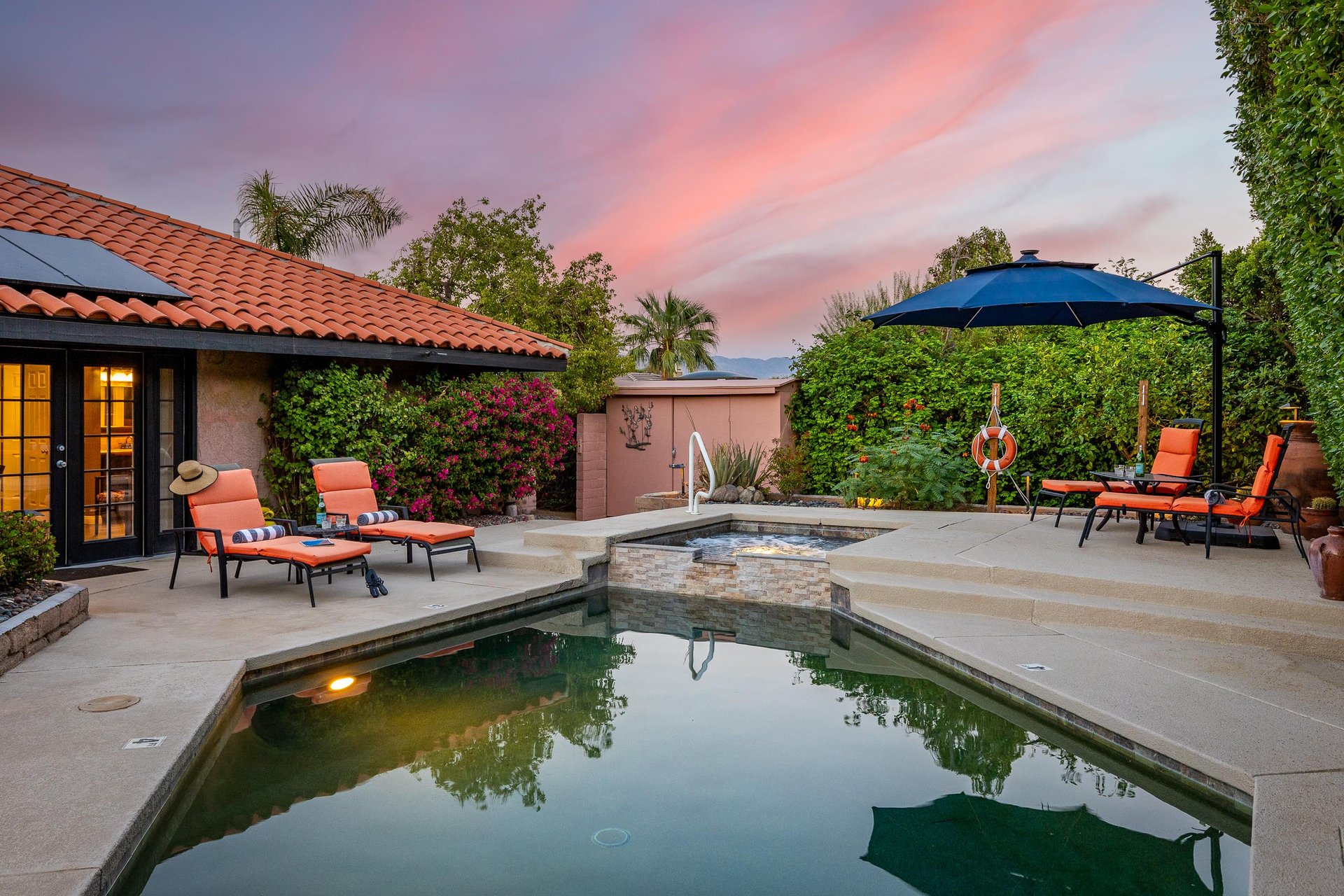 Tranquil sunsets by the pool