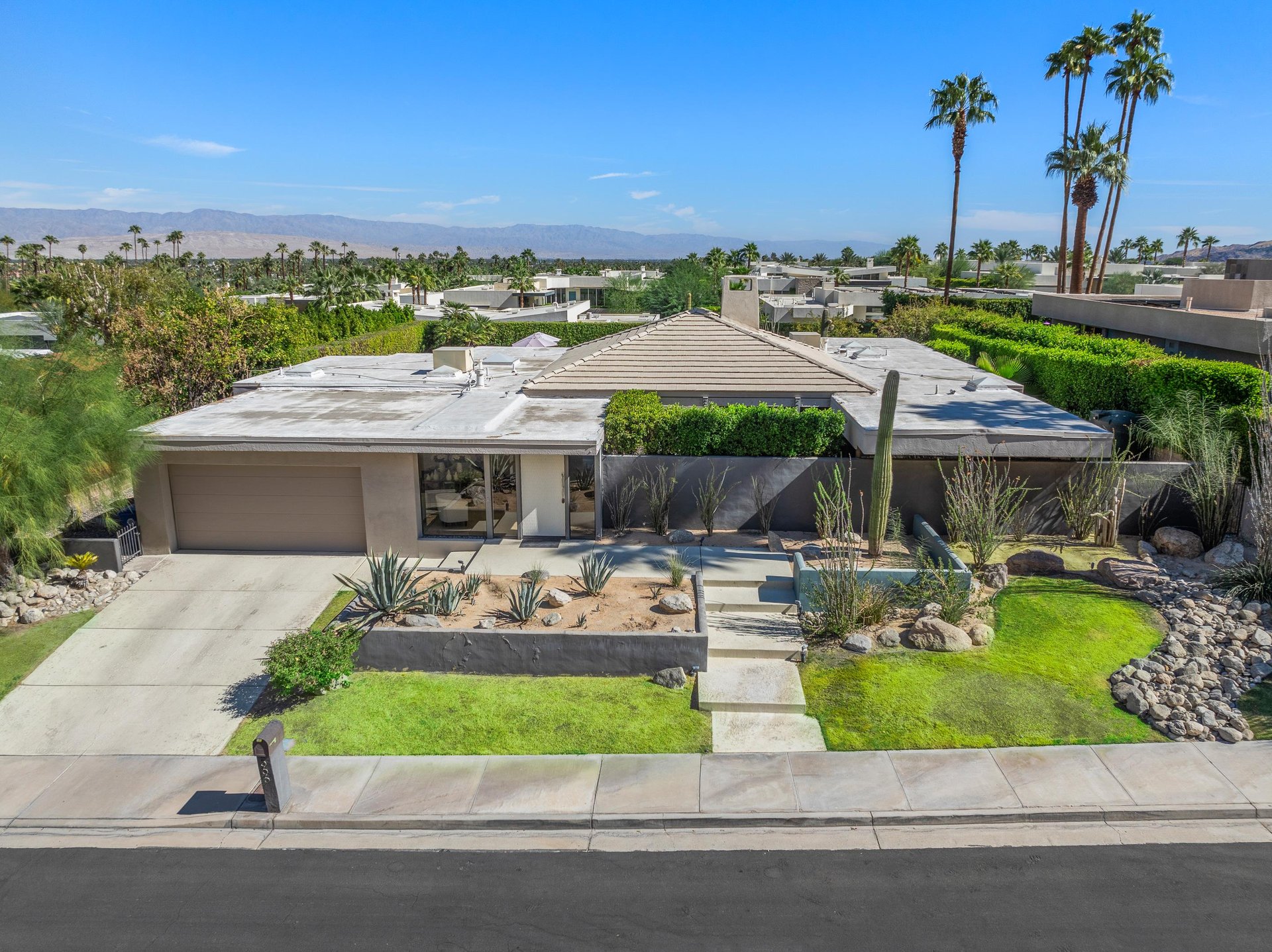Aerial views of front yard