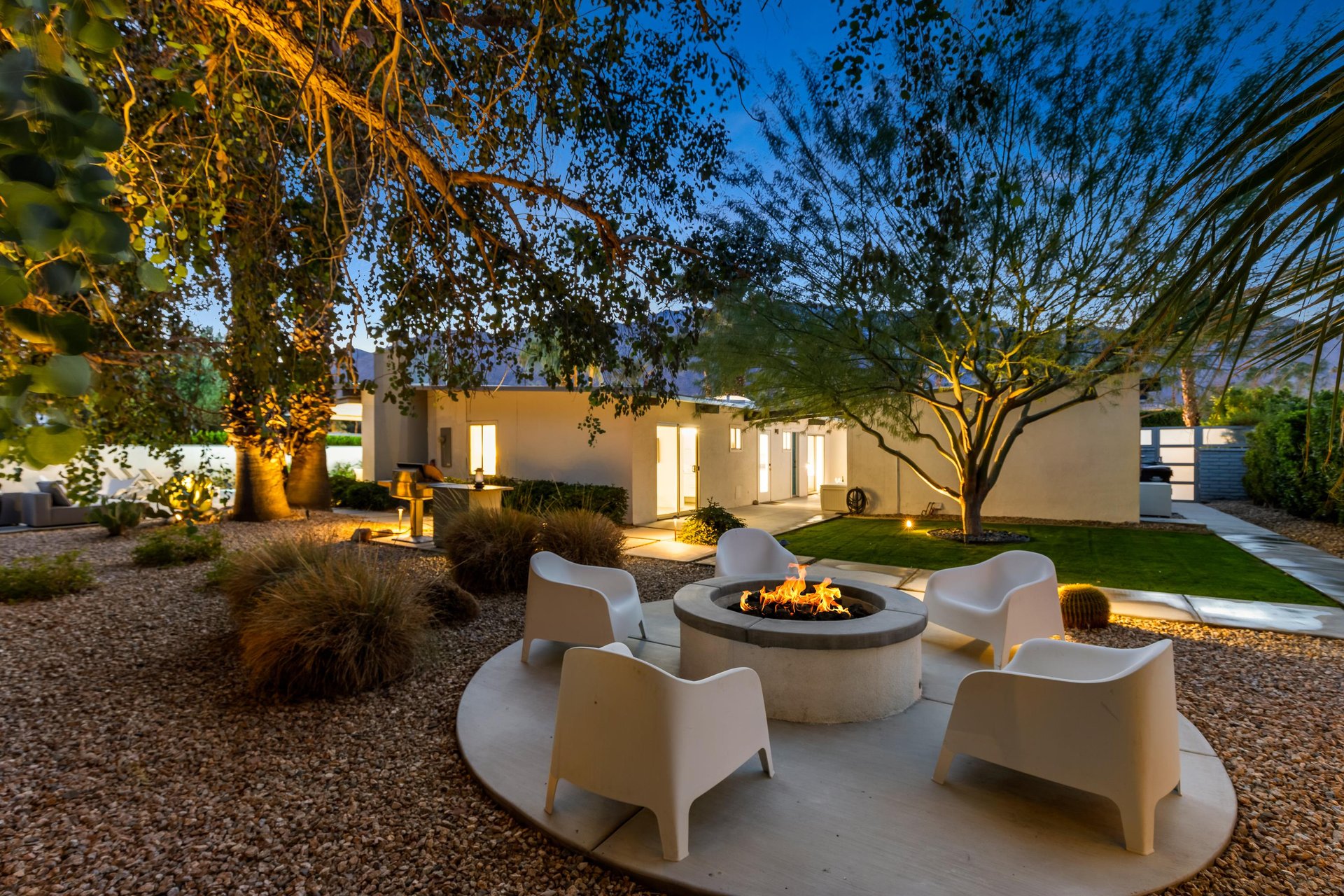 Gather around the cozy firepit for a glass of wine