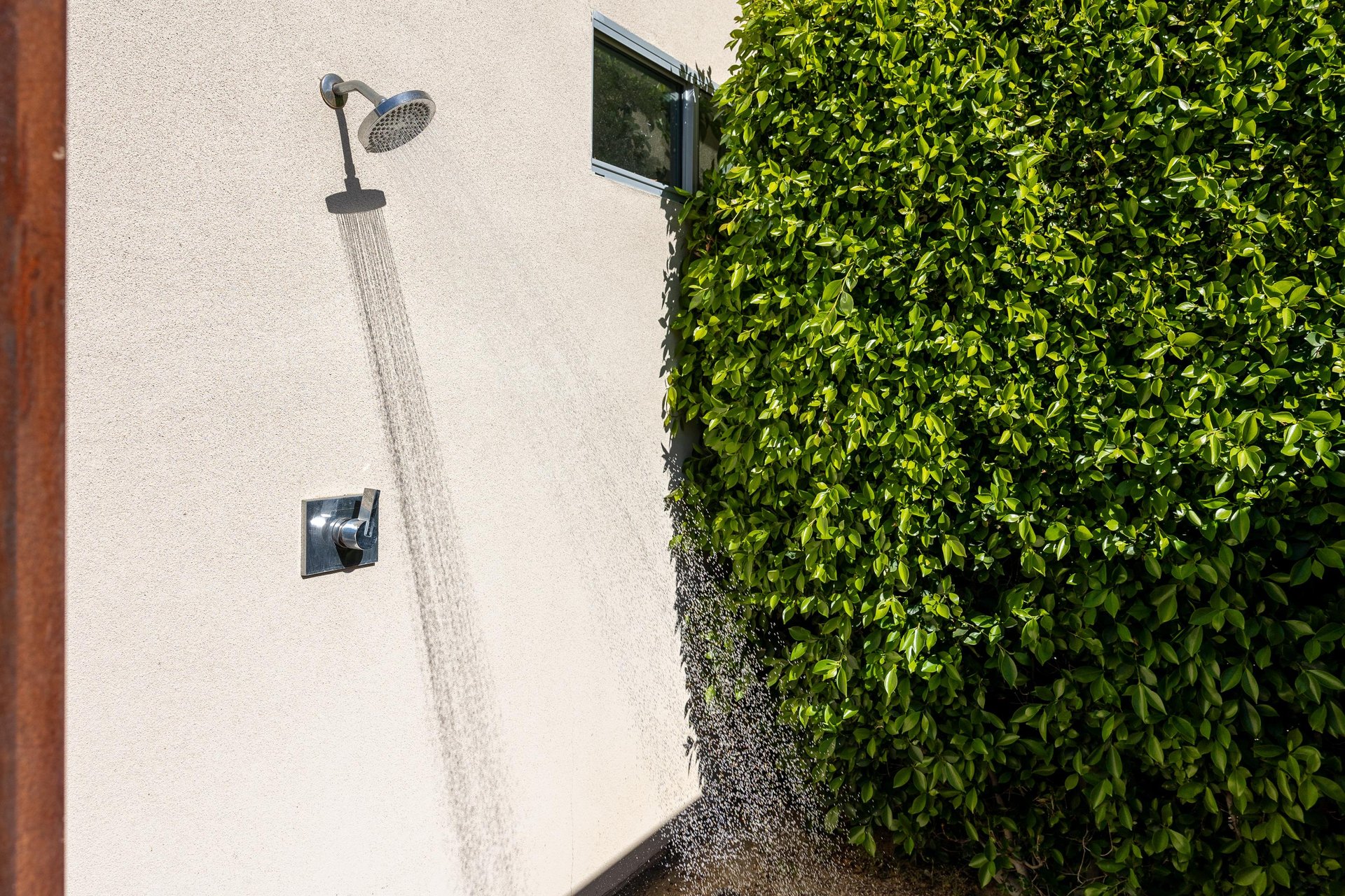 Outdoor shower for cleaning up after Beach Volleyball