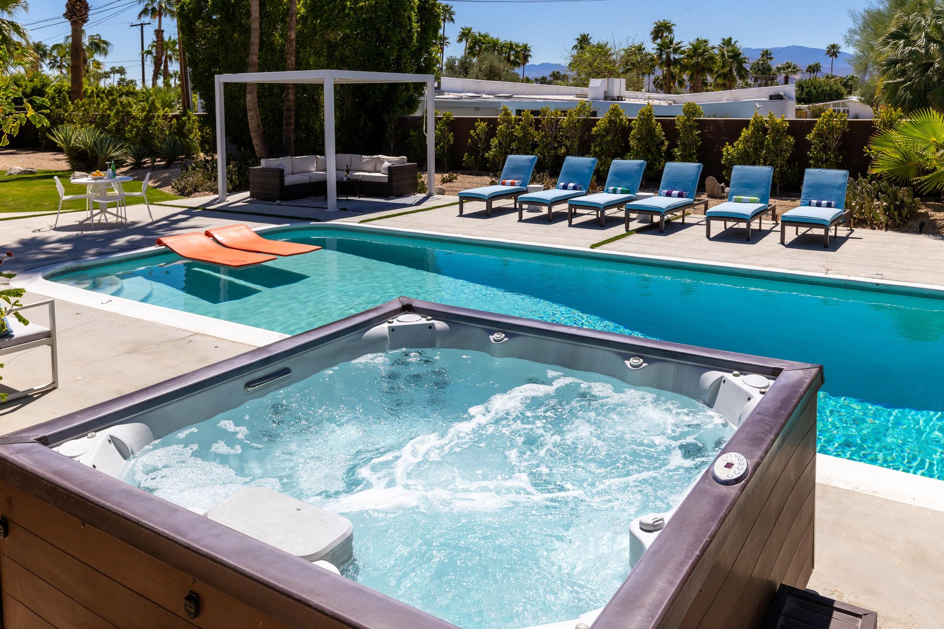 Take a dip in the above ground spa