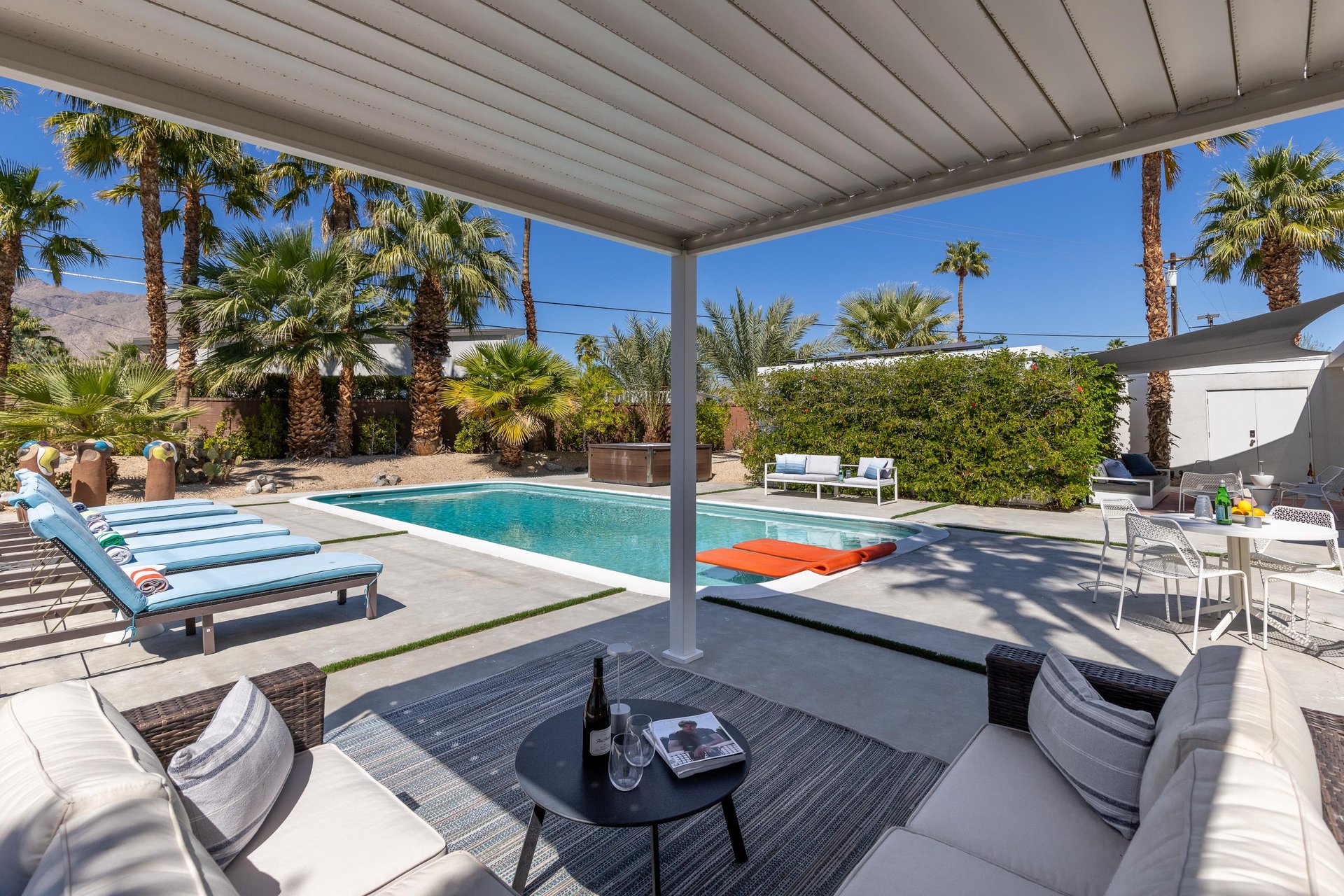 Outdoor covered lounge areas