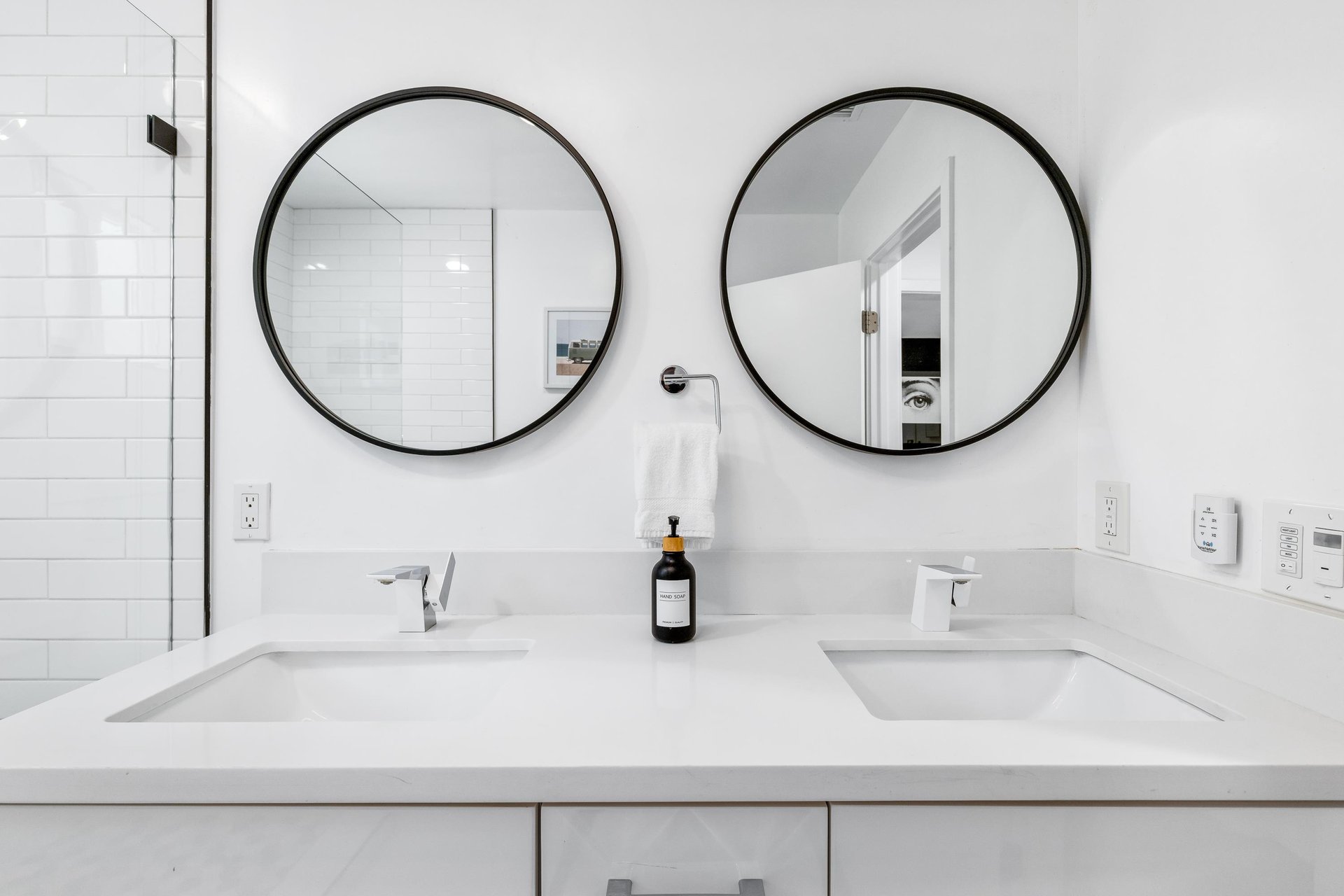 Primary bathroom with dual sinks