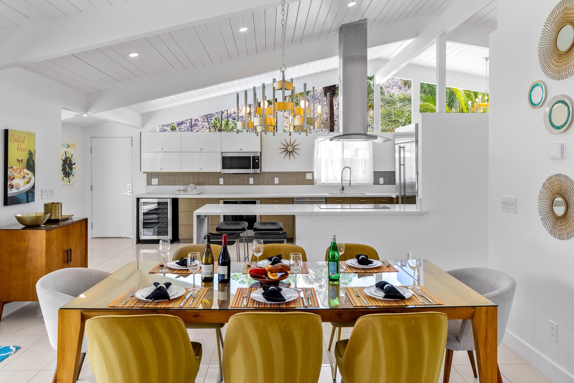 View from the dining room to the kitchen