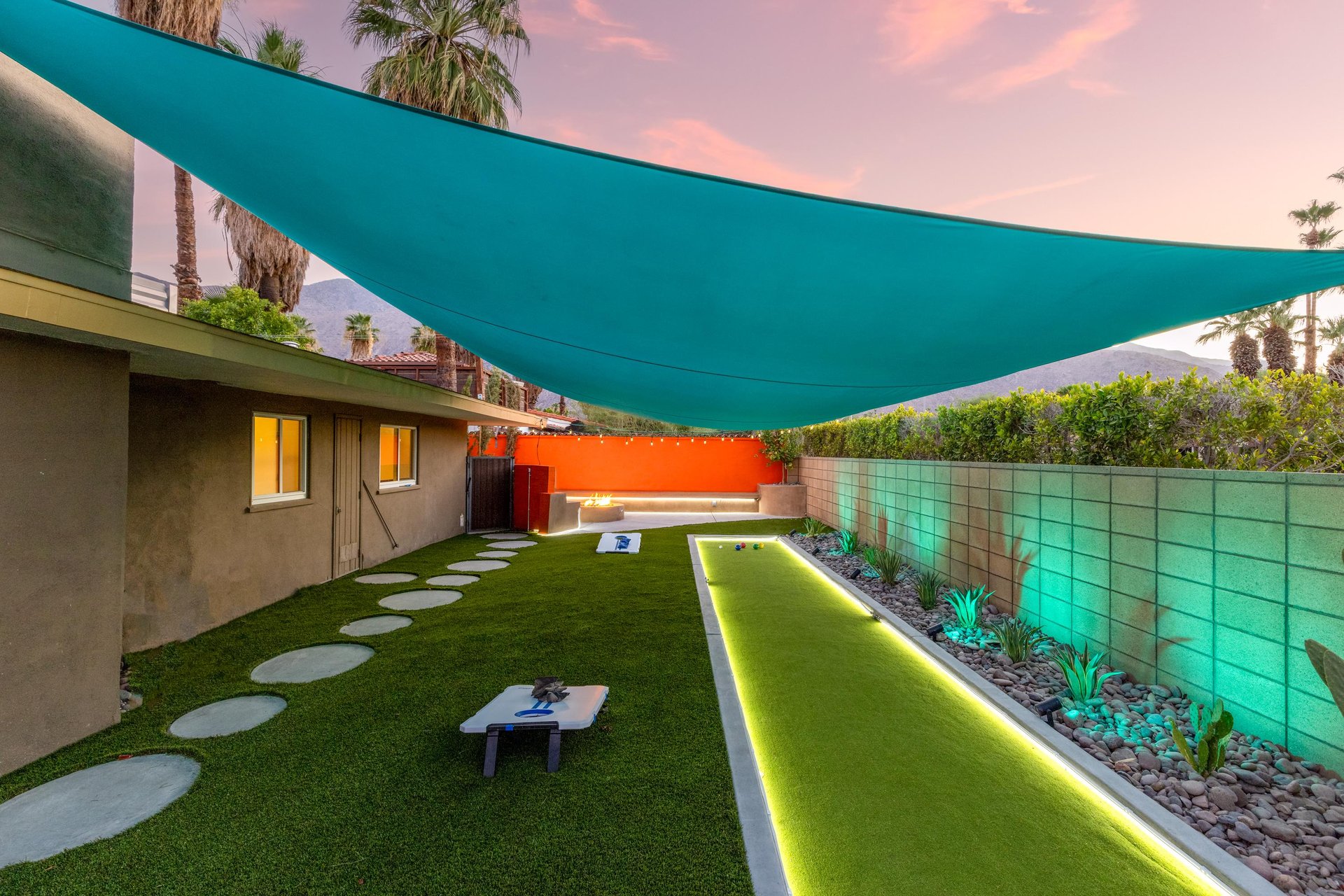 Who doesnt need a neon lit bocce ball court