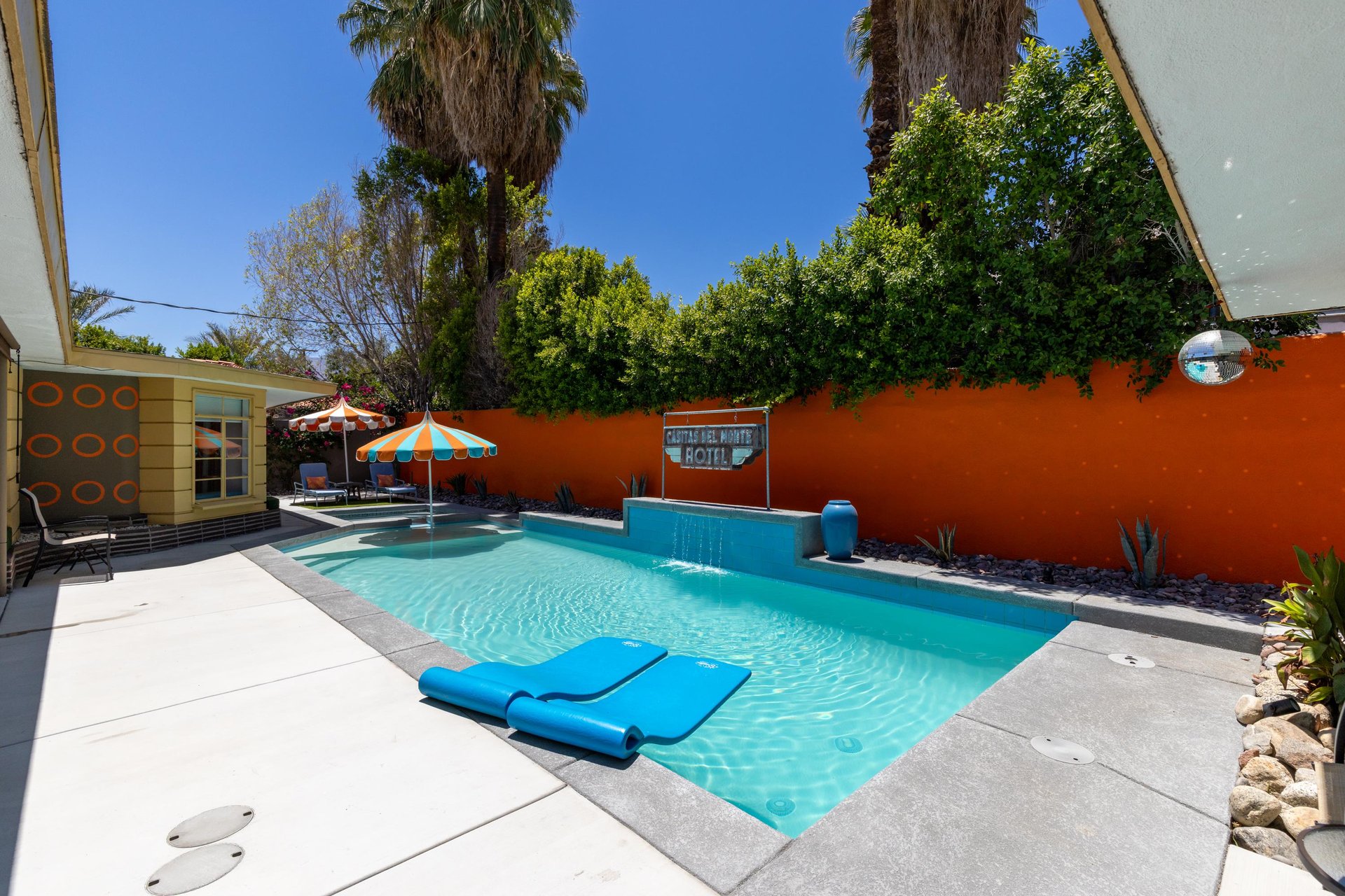 Pool deck with pool floats