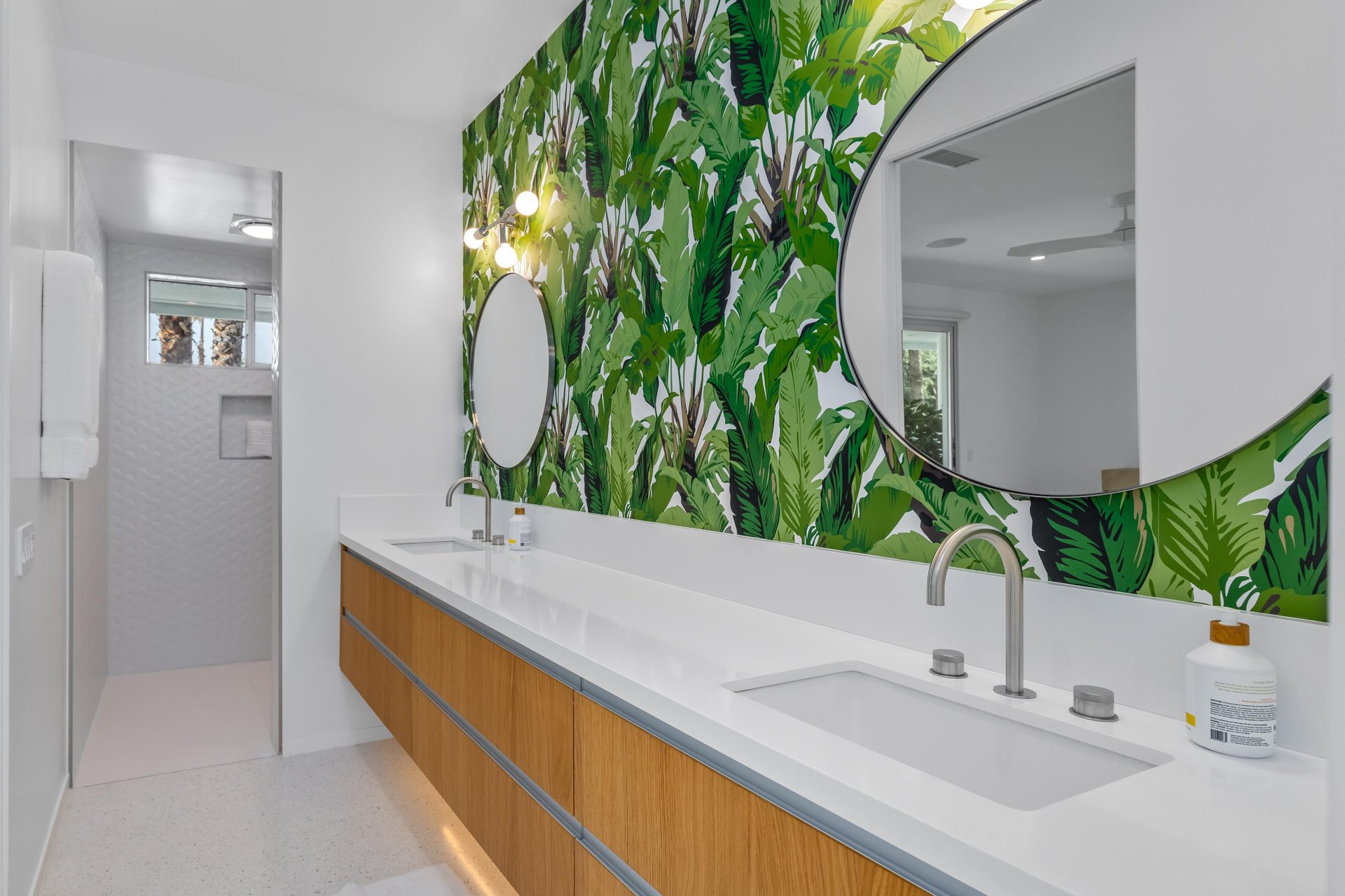 Guest en suite bathroom with dual sinks