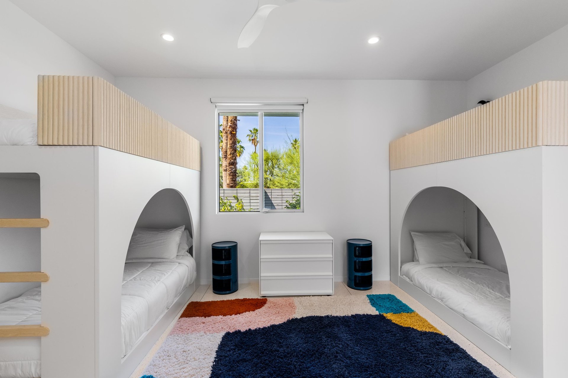 Guest bedroom with four twin bunks