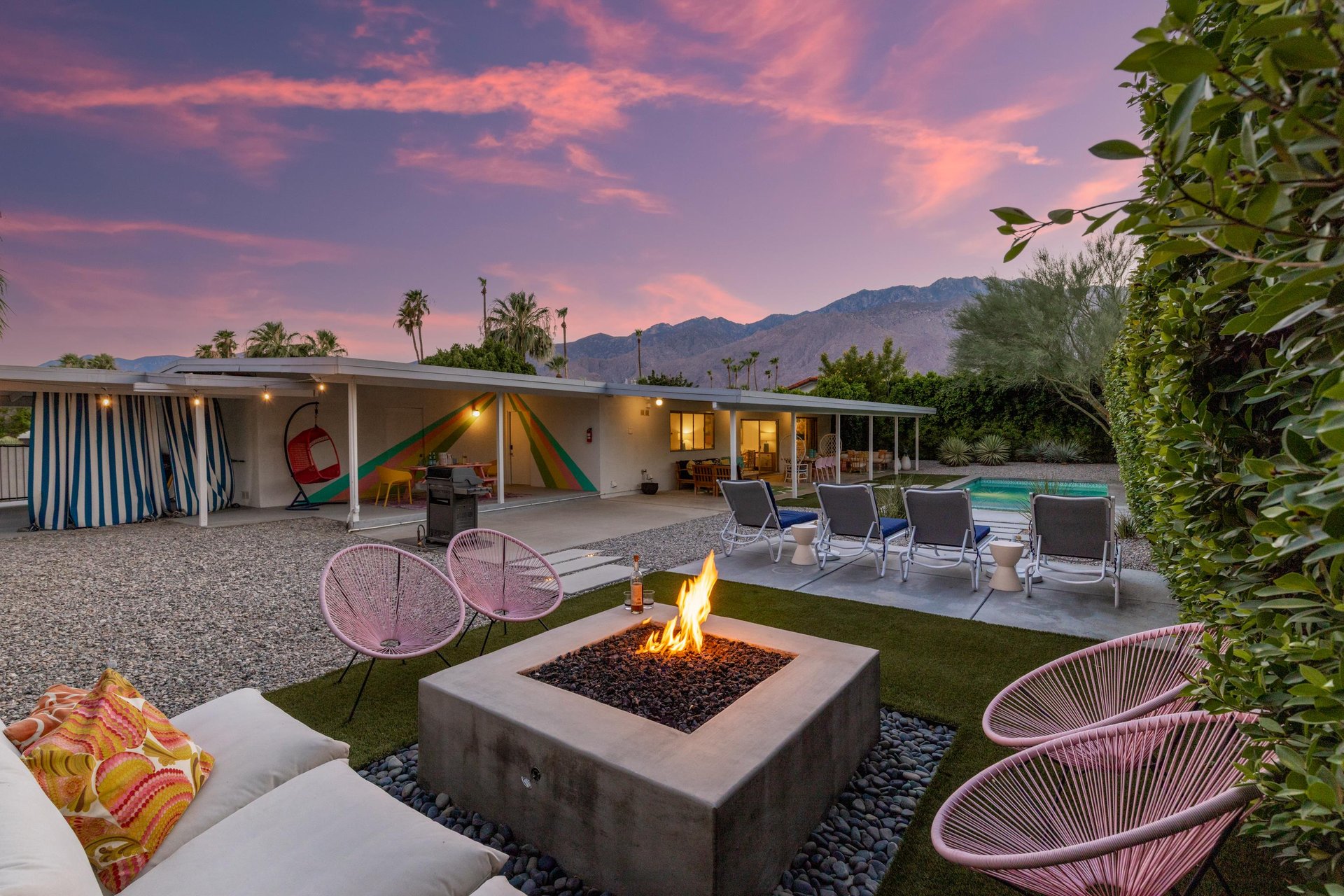 Relax around the firepit with a glass of wine