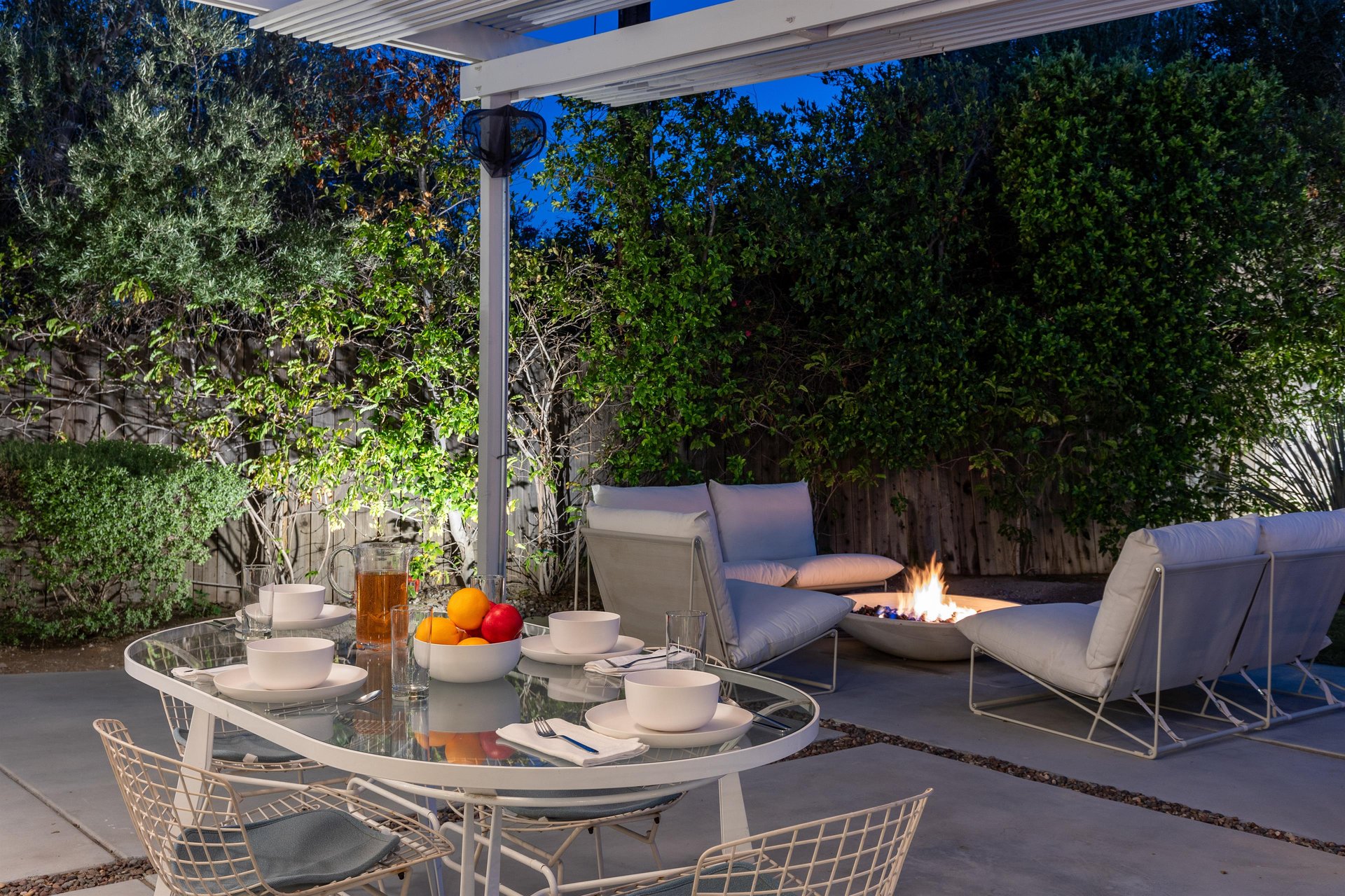 Backyard seating and eating area