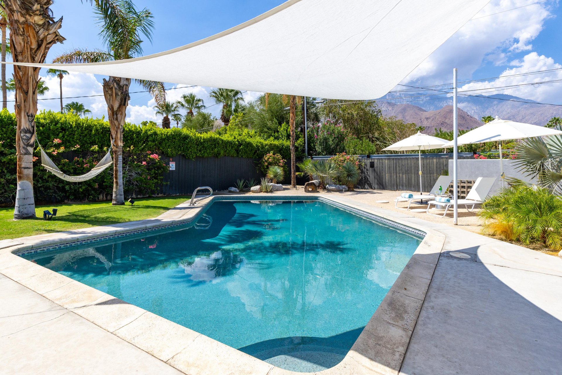 Shaded pool swimming areas