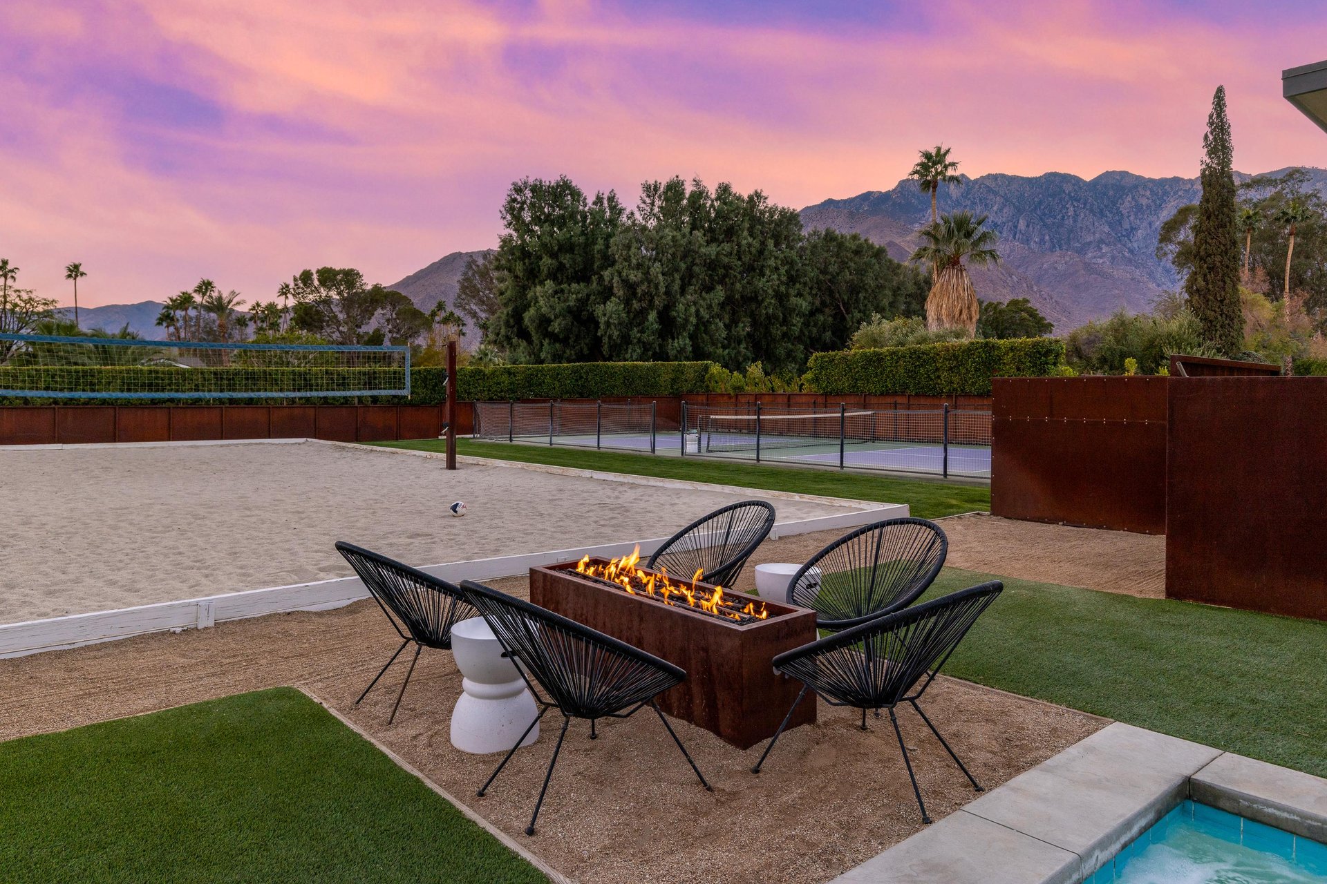 Cuddle around the fire pit and watch the sunset