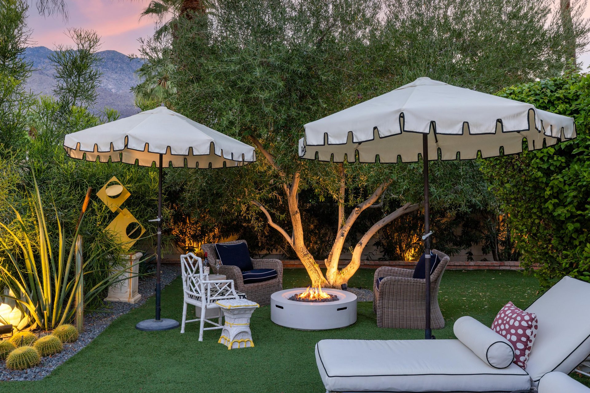 Gather around the firepit with a glass of wine