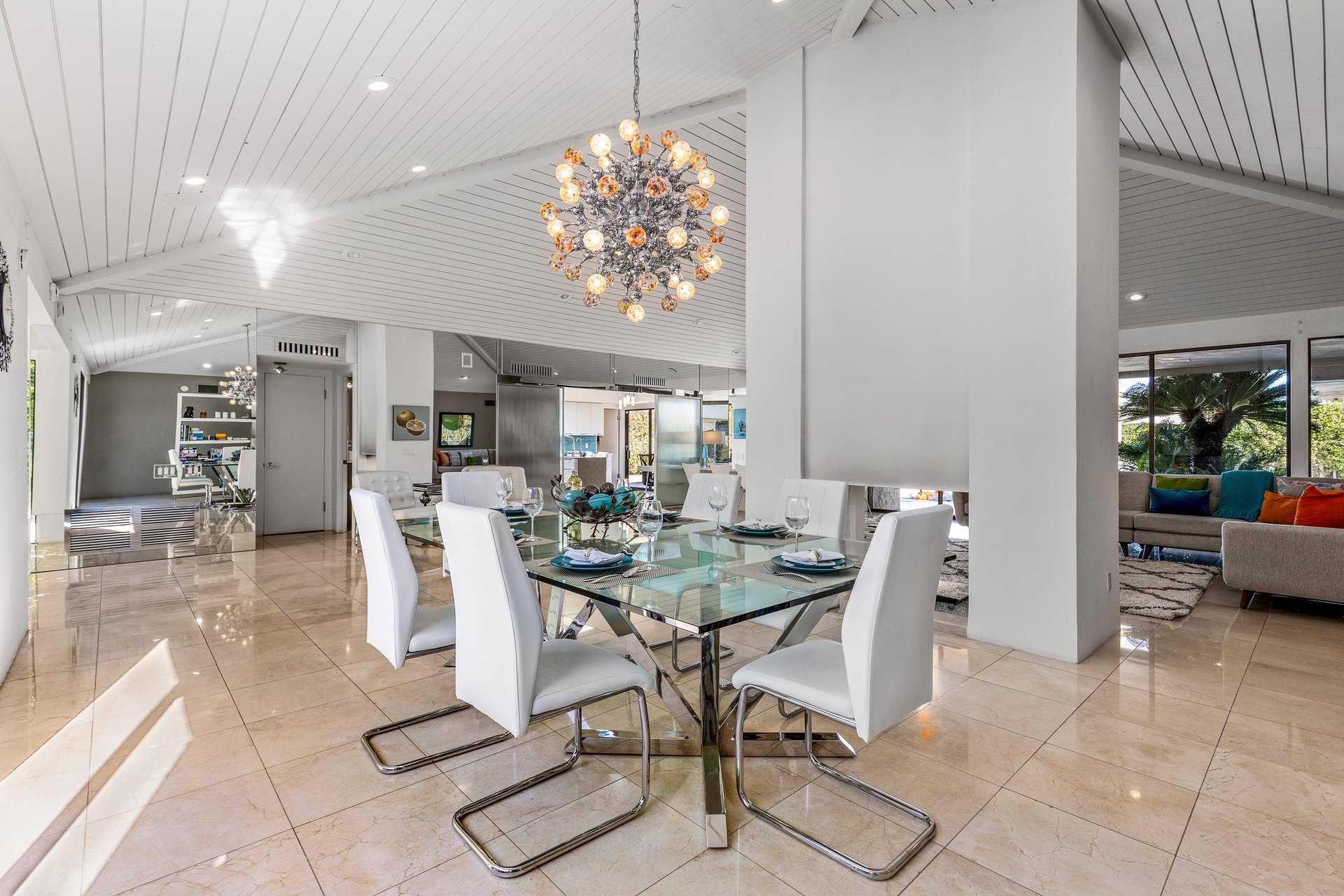 Dining table set for six