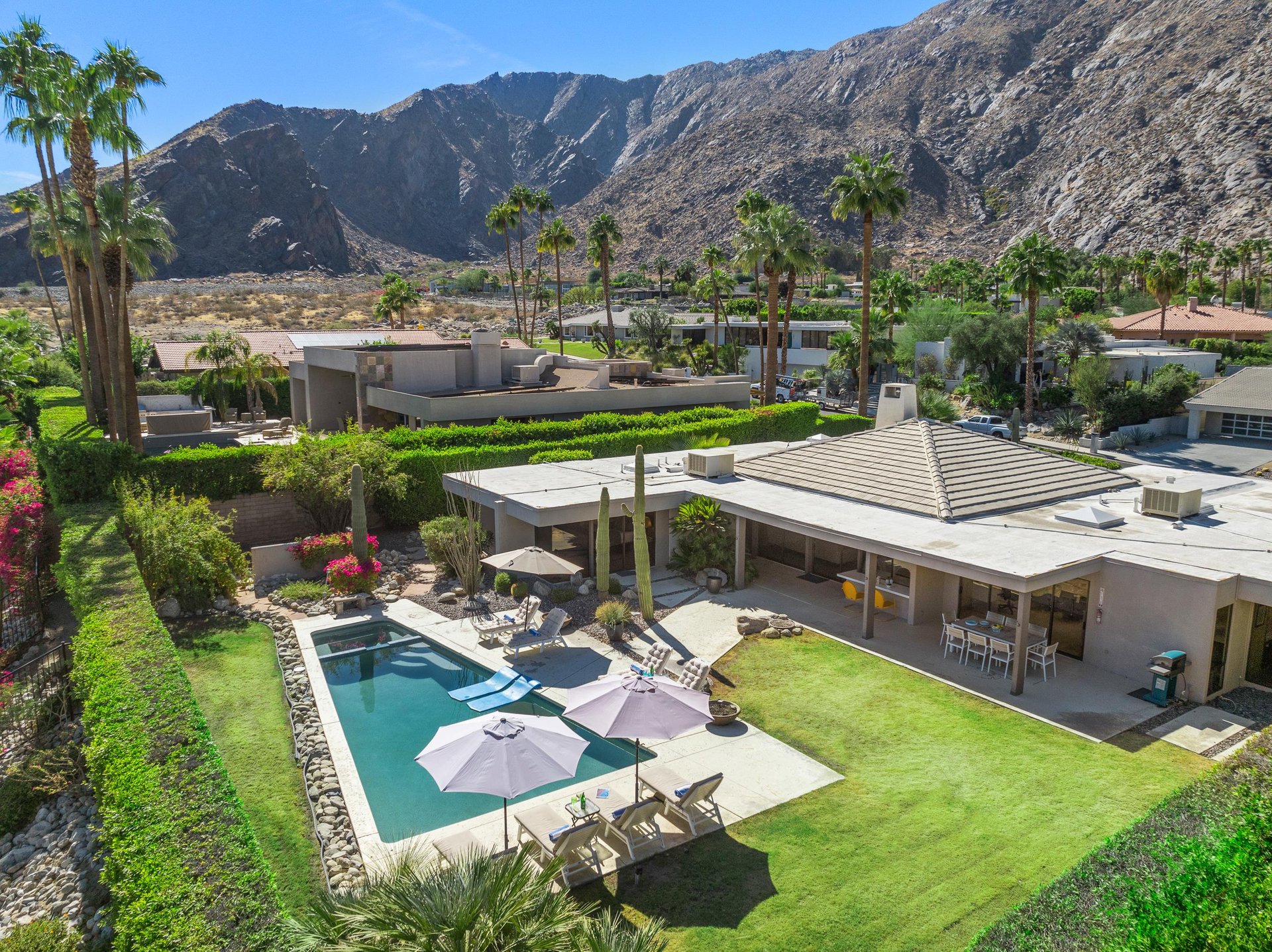 Aerial views of backyard