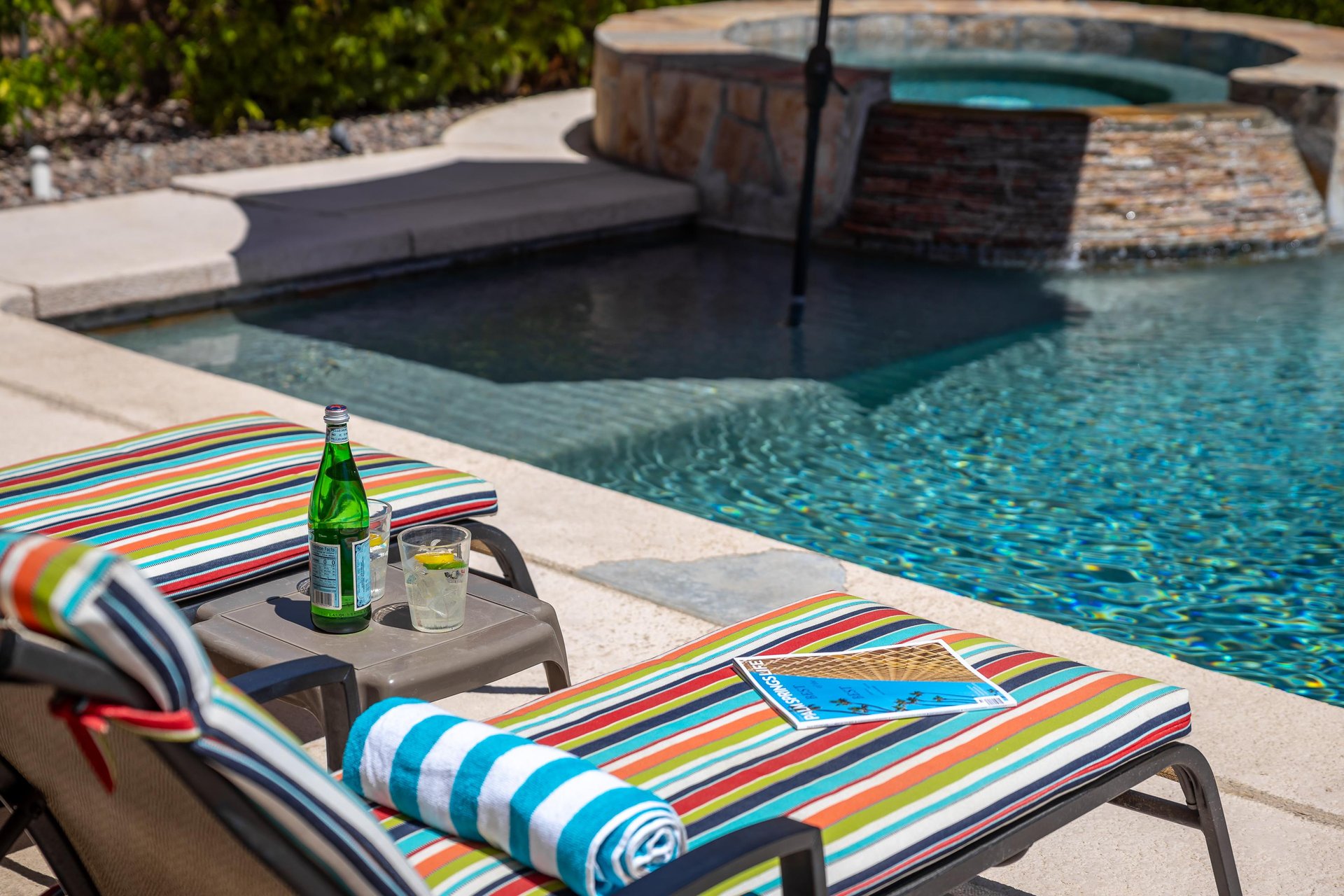 Cushioned lounge chairs