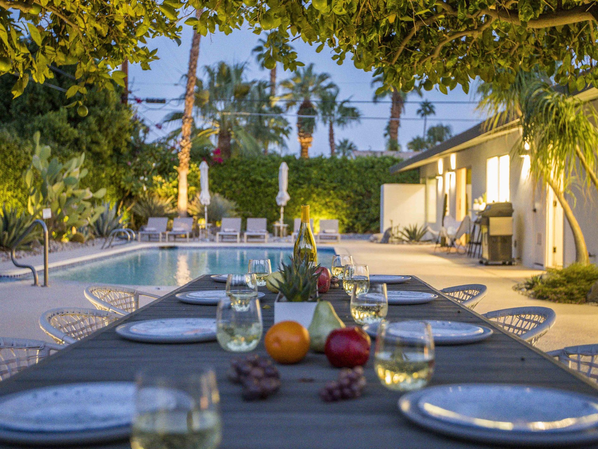 Enjoy dinner by the pool