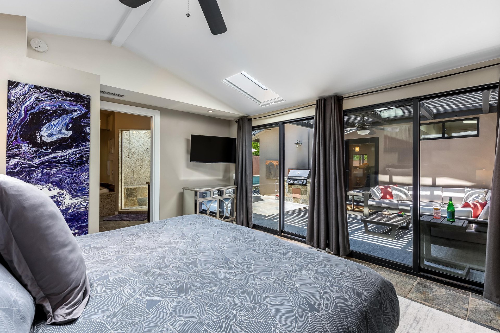 Easy patio access from the guest bedroom