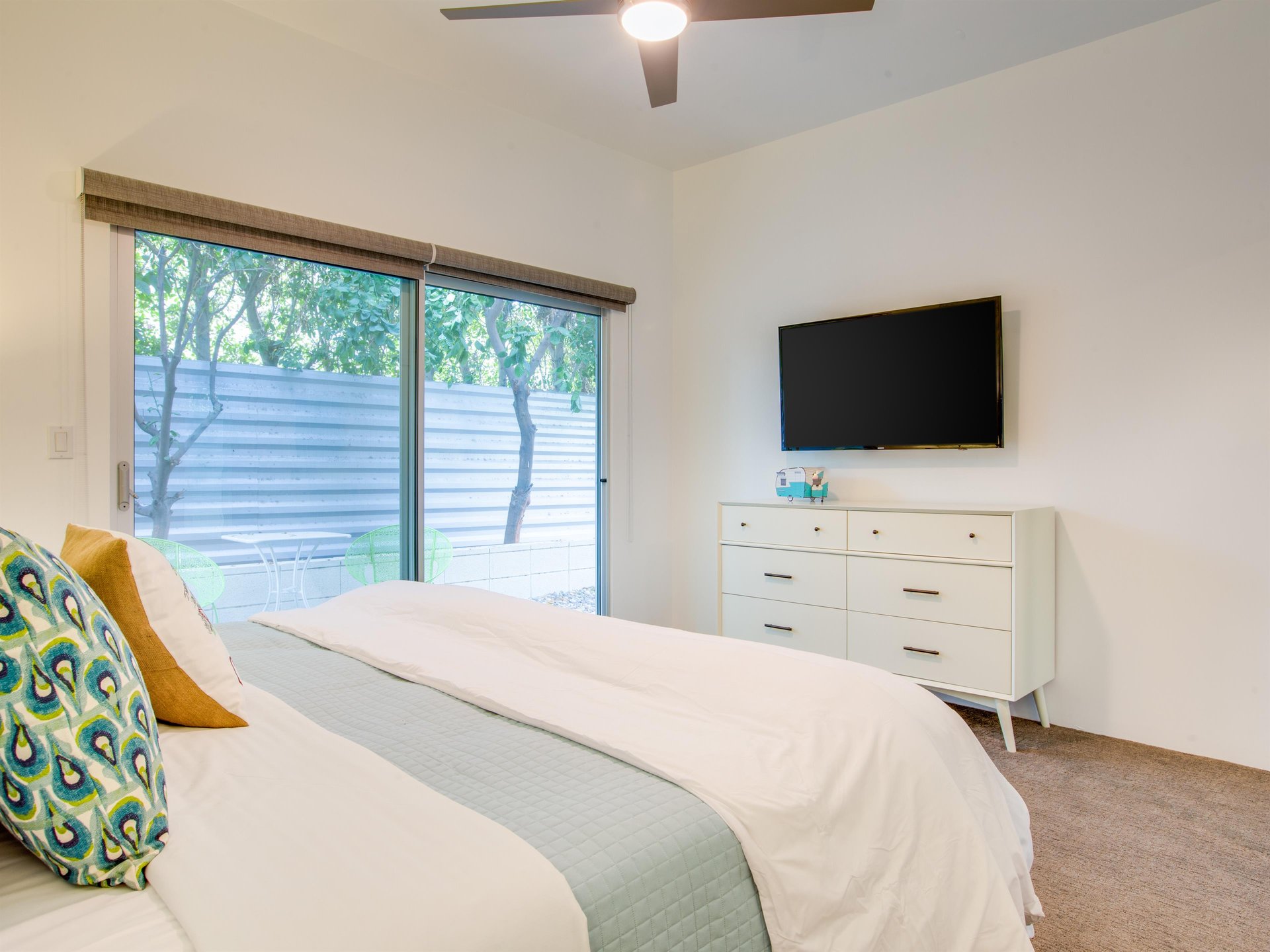 Access to side patio from guest room