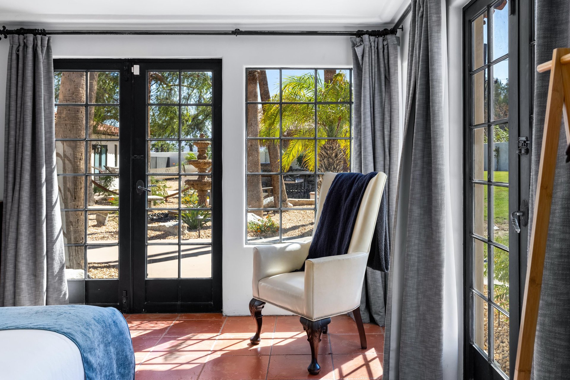 Primary bedroom with views of the huge yard