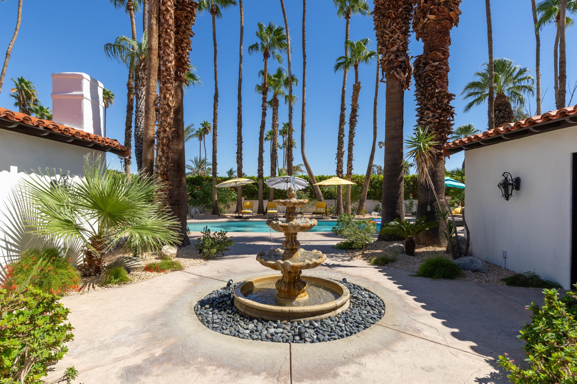 Beautiful courtyard with cascading fountain